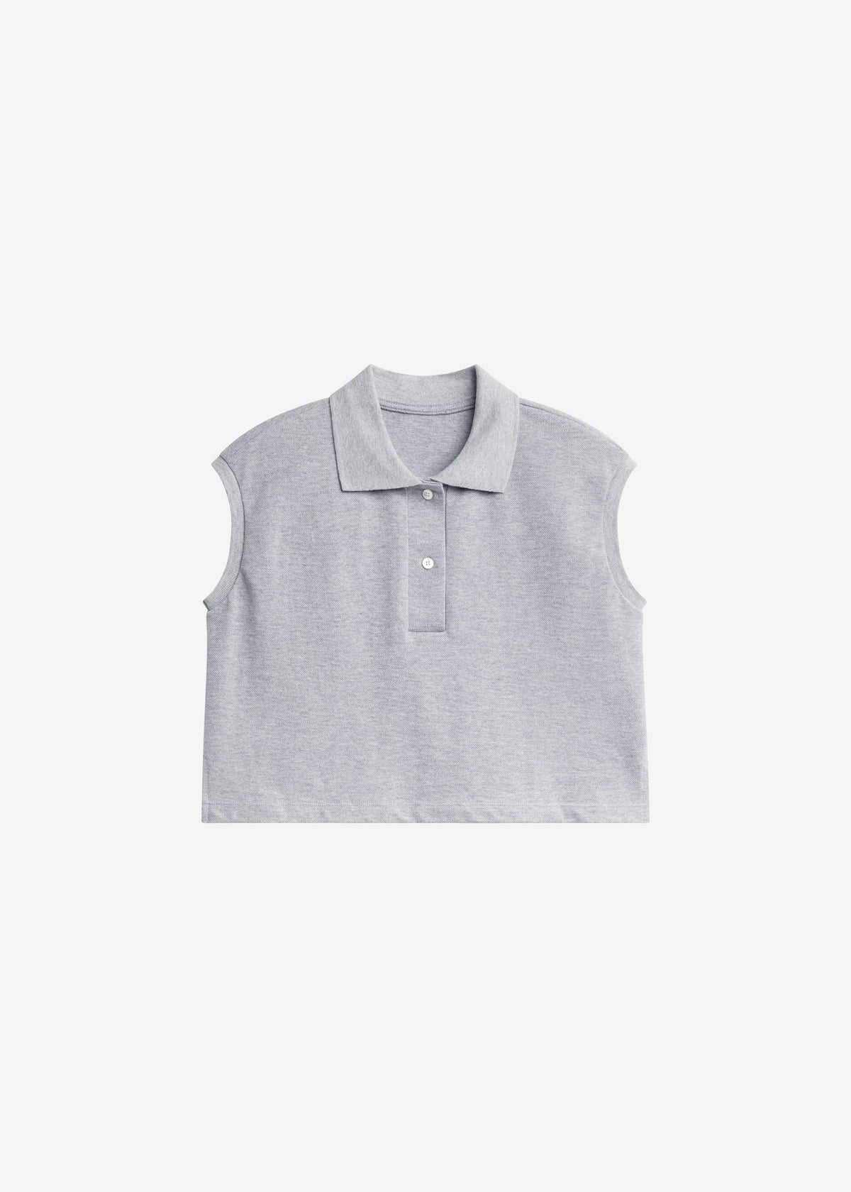 Claira Cropped Sleeveless Polo Top - Light Grey – view 8 of 8