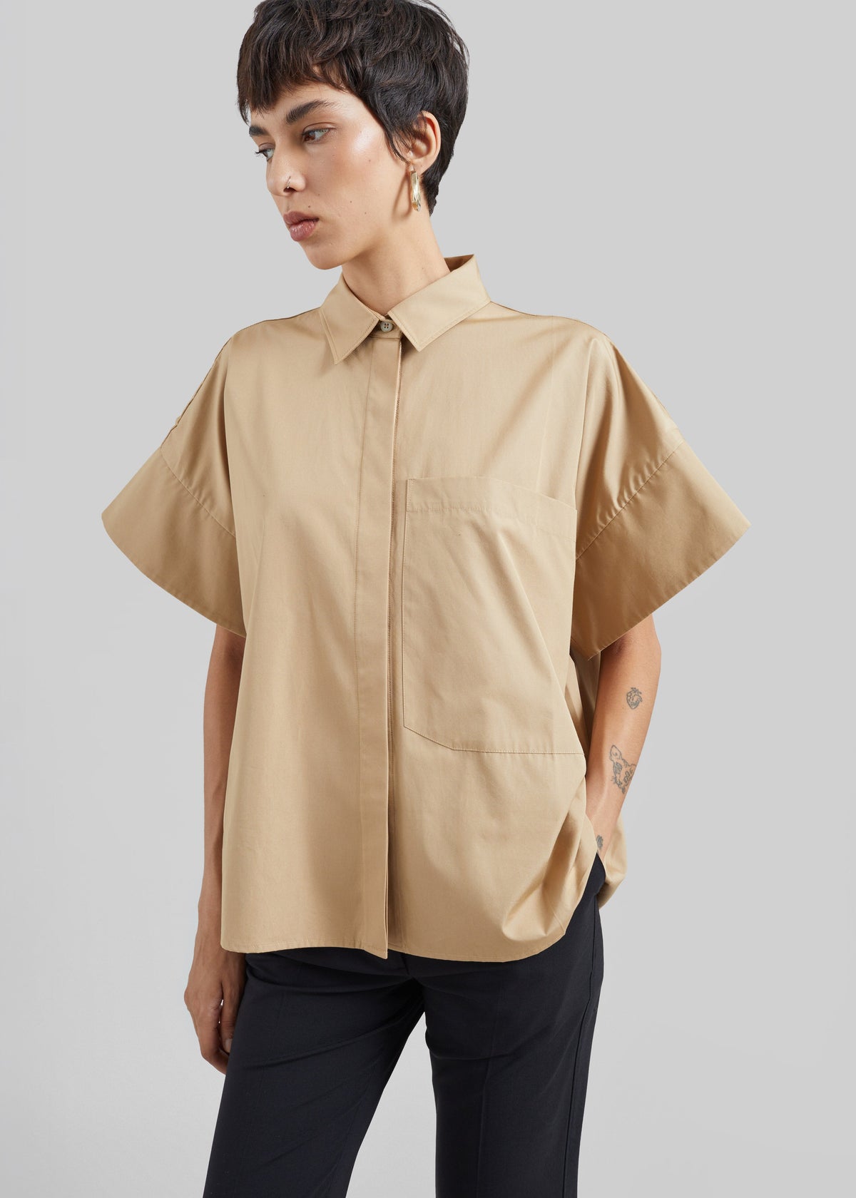 CO Boxy Short Sleeve Shirt - Camel – view 9 of 10