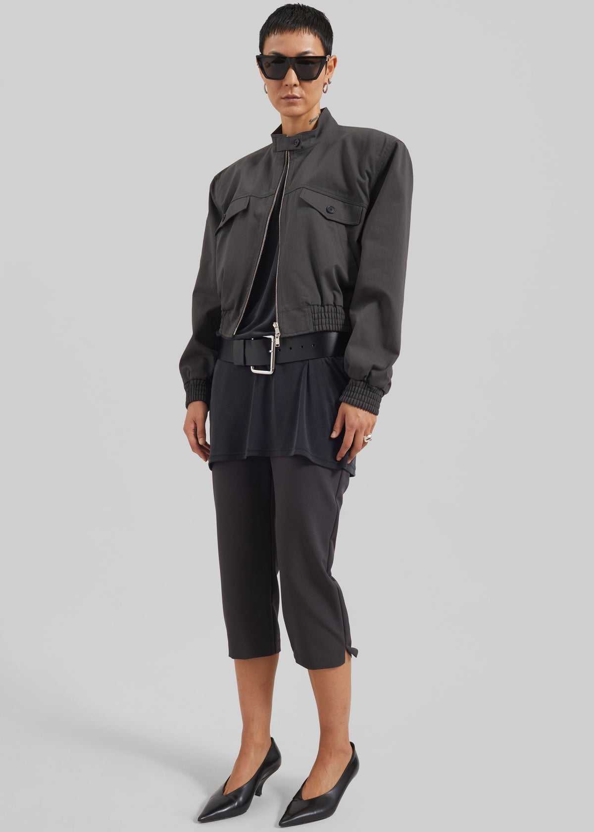Cobain Padded Cropped Bomber - Charcoal – view 6 of 10