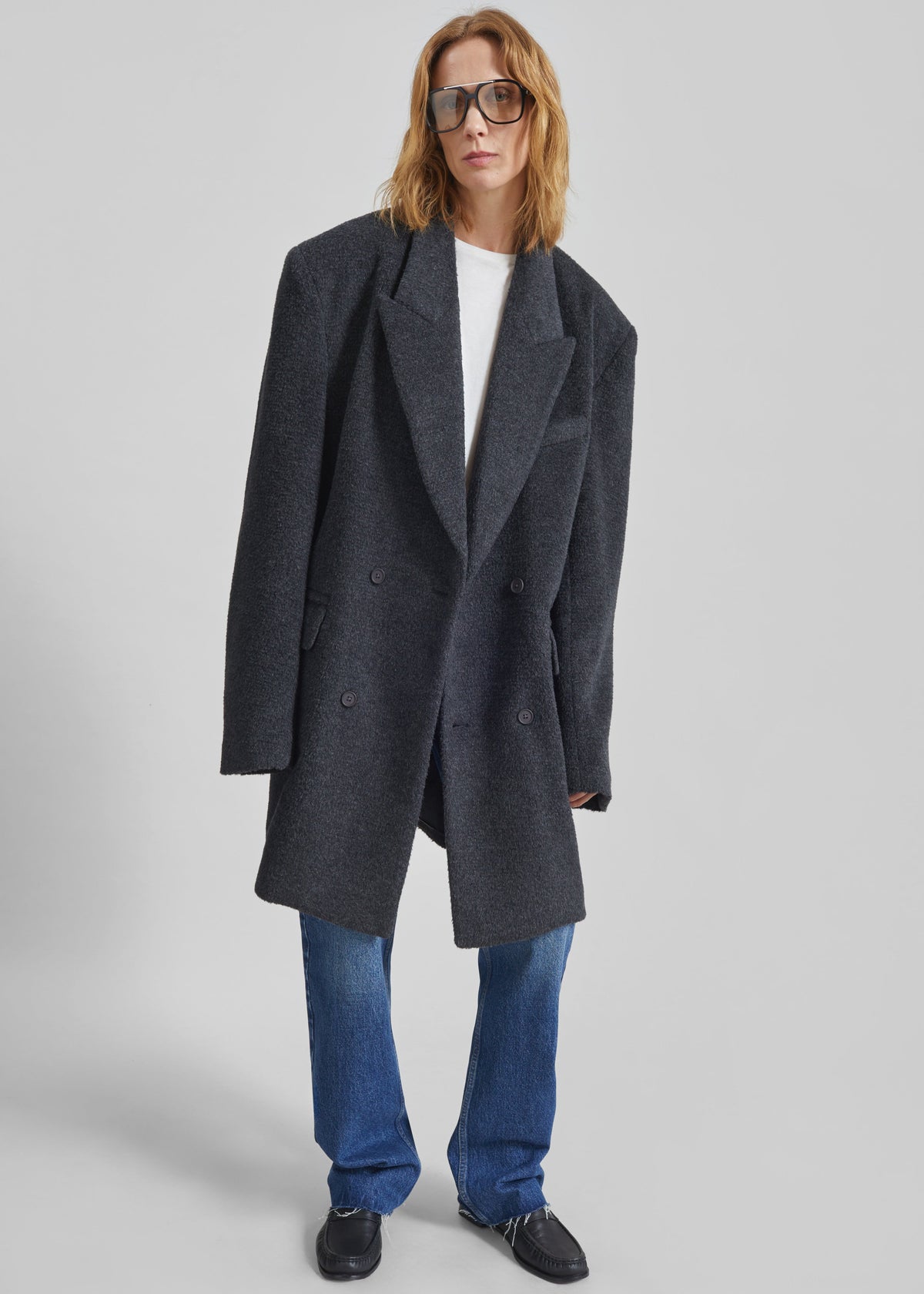 Coblence Textured Wool-Blend Coat - Dark Grey – view 1 of 8