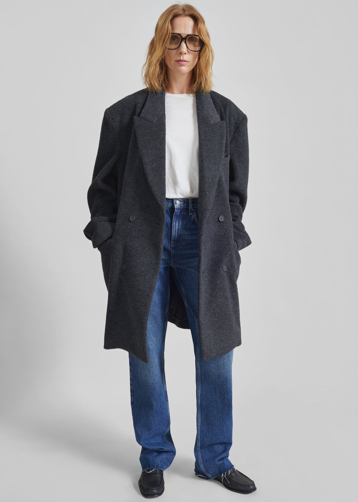 Coblence Textured Wool-Blend Coat - Dark Grey – view 6 of 8