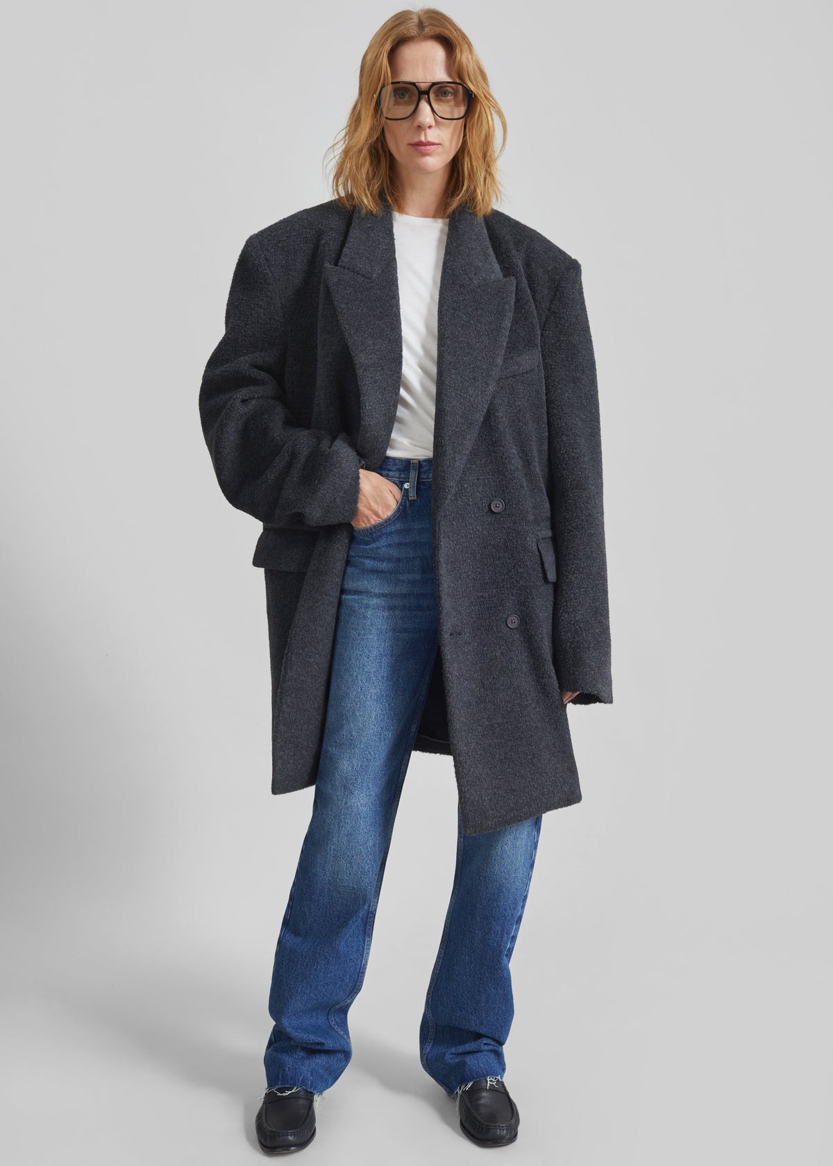 Coblence Textured Wool-Blend Coat - Dark Grey – view 3 of 8