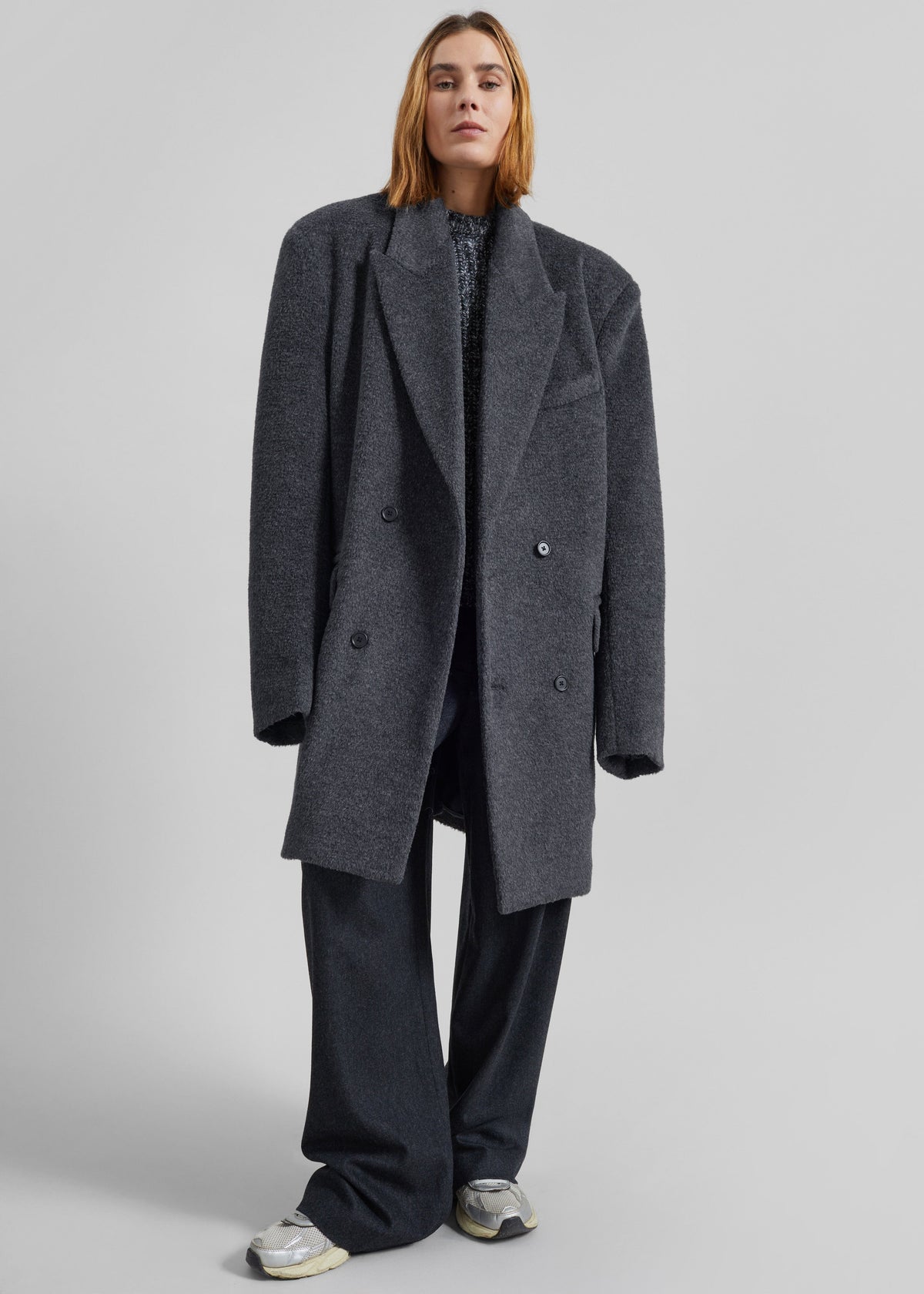Coblence Textured Wool-Blend Coat - Dark Grey – view 5 of 8