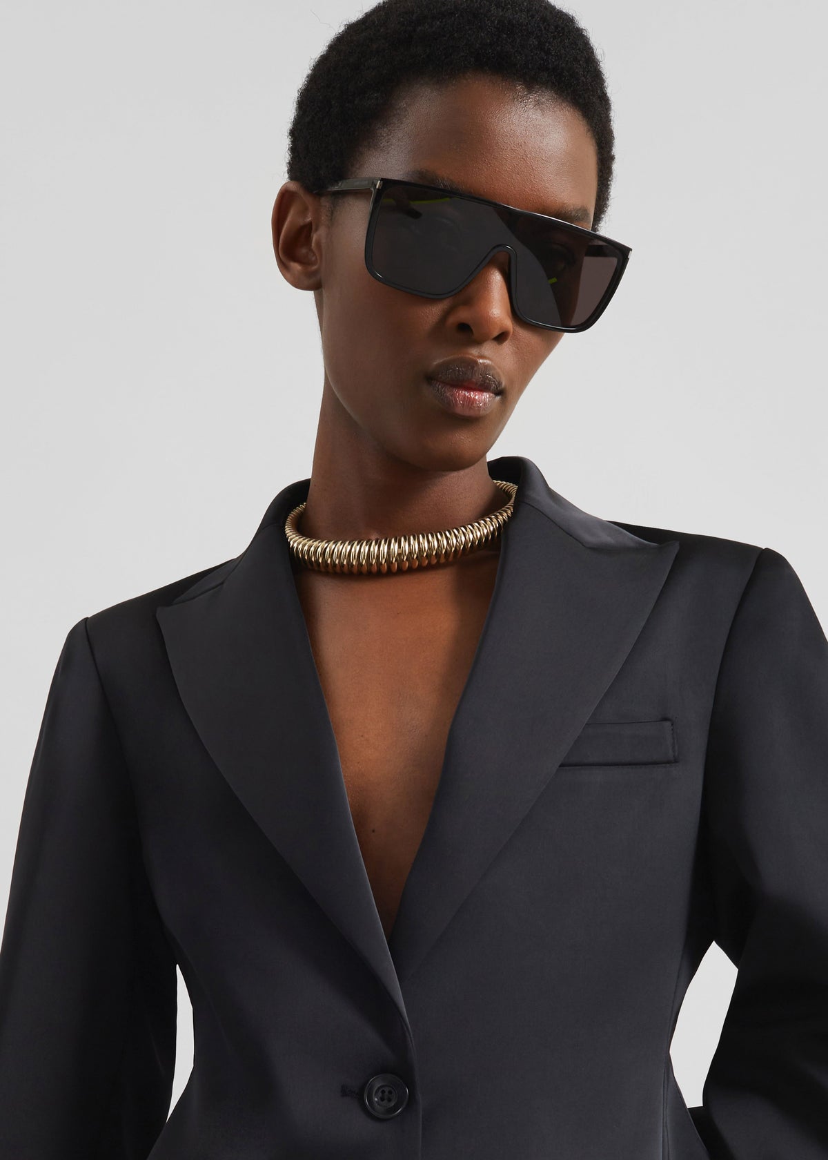Colette Hourglass Satin Blazer - Black – view 3 of 10