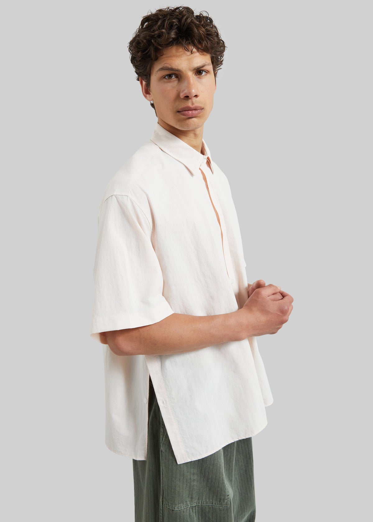 Colhame Adjustable Hem Short Sleeve Shirt - Light Pink – view 1 of 7