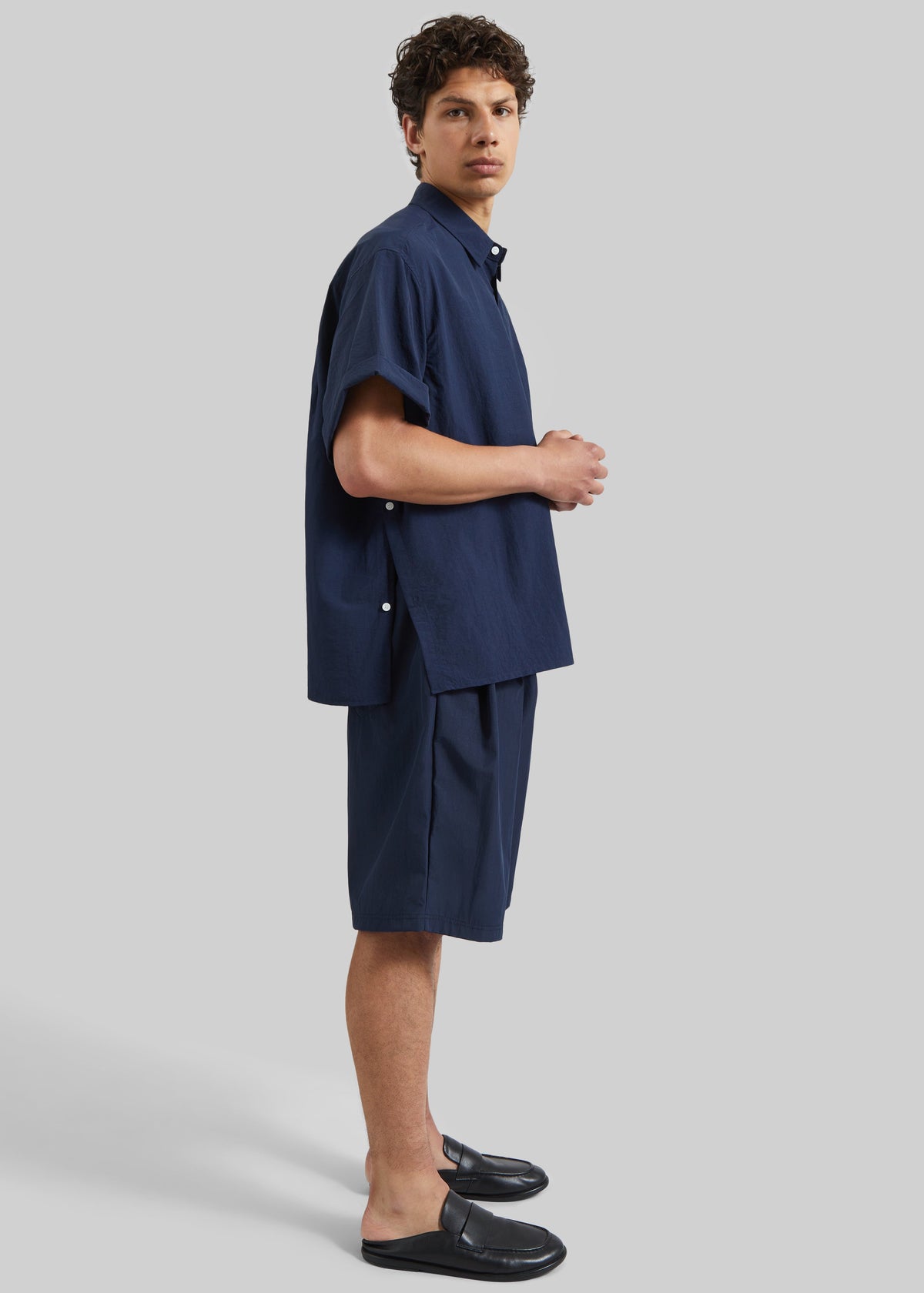 Colhame Adjustable Hem Short Sleeve Shirt - Navy – view 5 of 7
