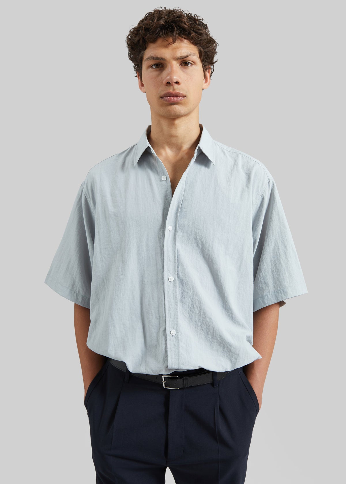 Colhame Adjustable Hem Short Sleeve Shirt - Powder Blue – view 1 of 8