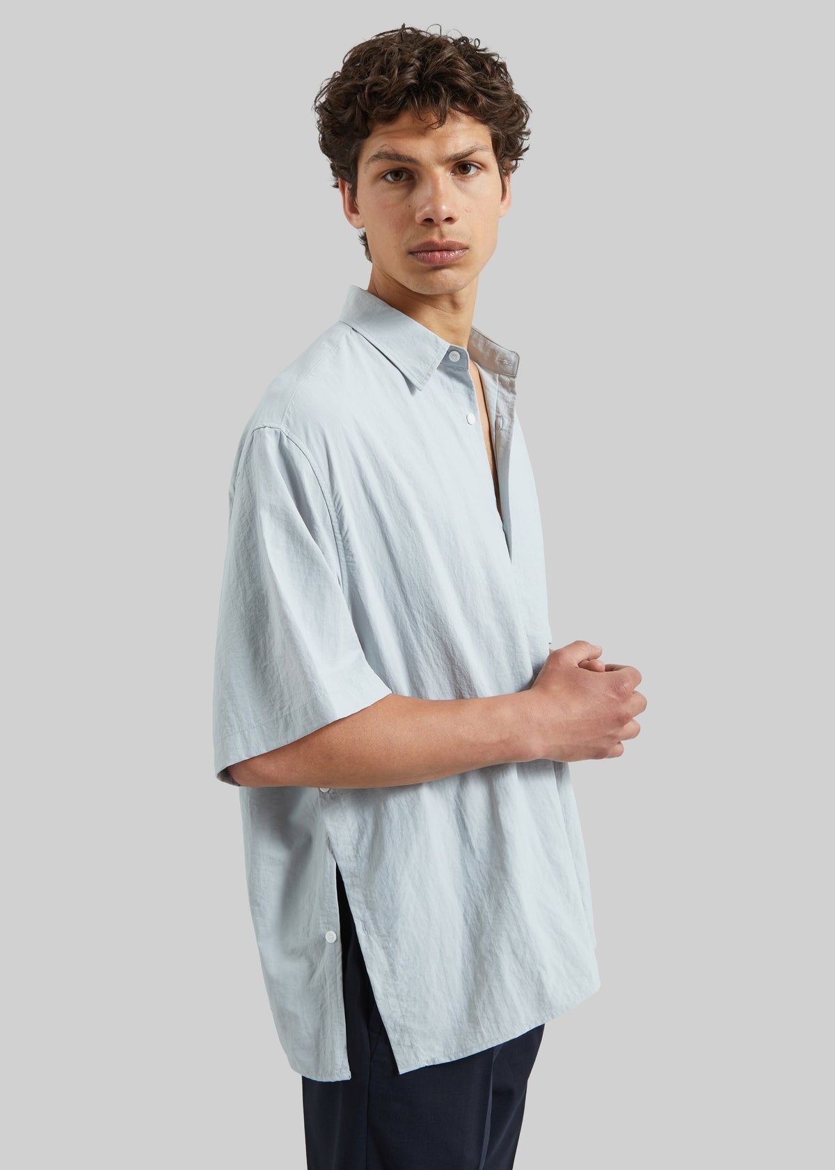 Colhame Adjustable Hem Short Sleeve Shirt - Powder Blue – view 4 of 8