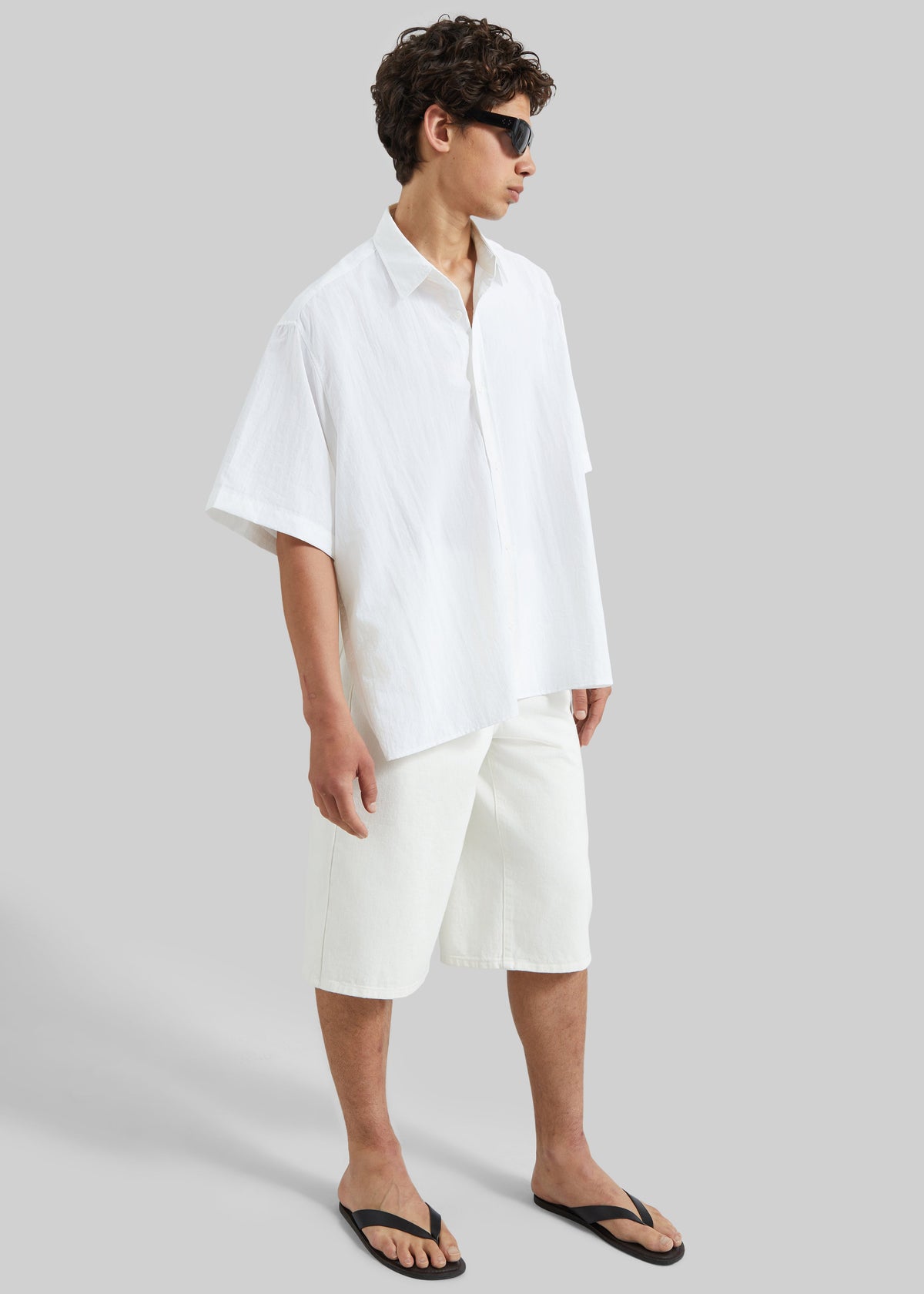 Colhame Adjustable Hem Short Sleeve Shirt - White – view 3 of 8