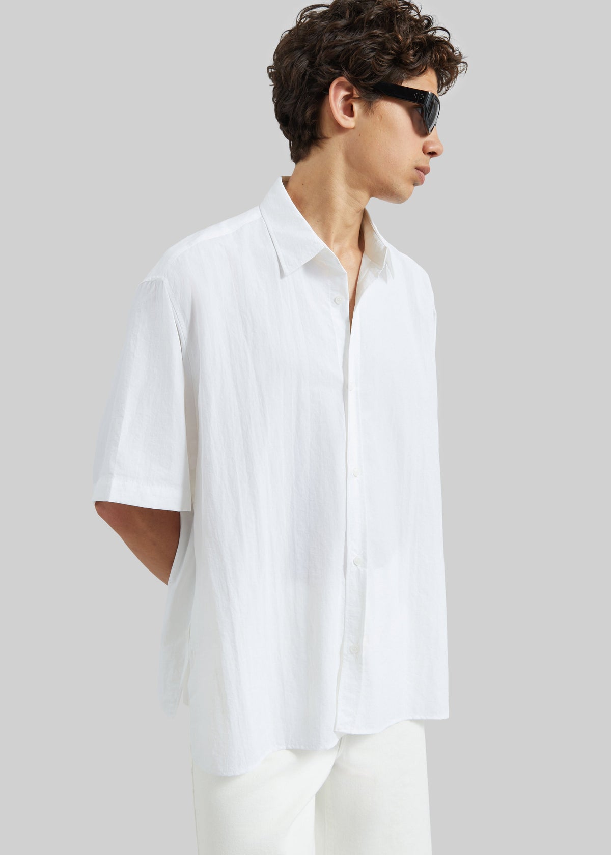 Colhame Adjustable Hem Short Sleeve Shirt - White – view 4 of 8