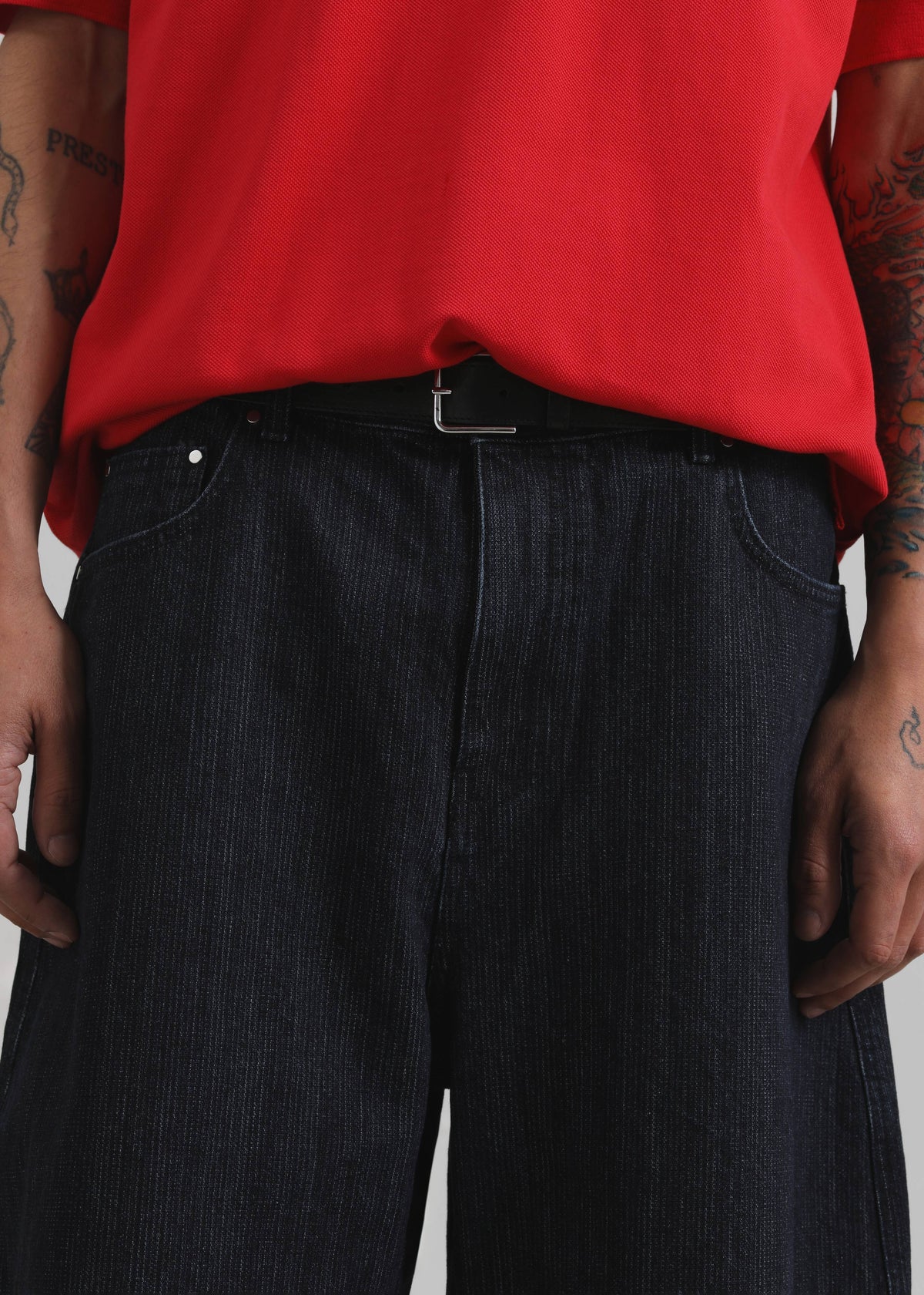 Colville Pinstripe Denim Bermuda Shorts - Dark Wash – view 4 of 9