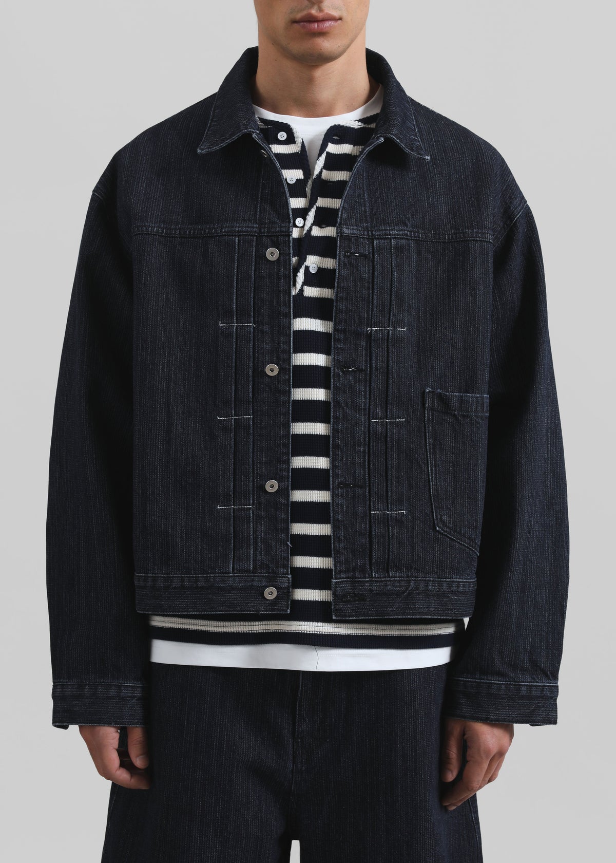 Colville Pinstripe Denim Work Jacket - Dark Wash – view 2 of 8