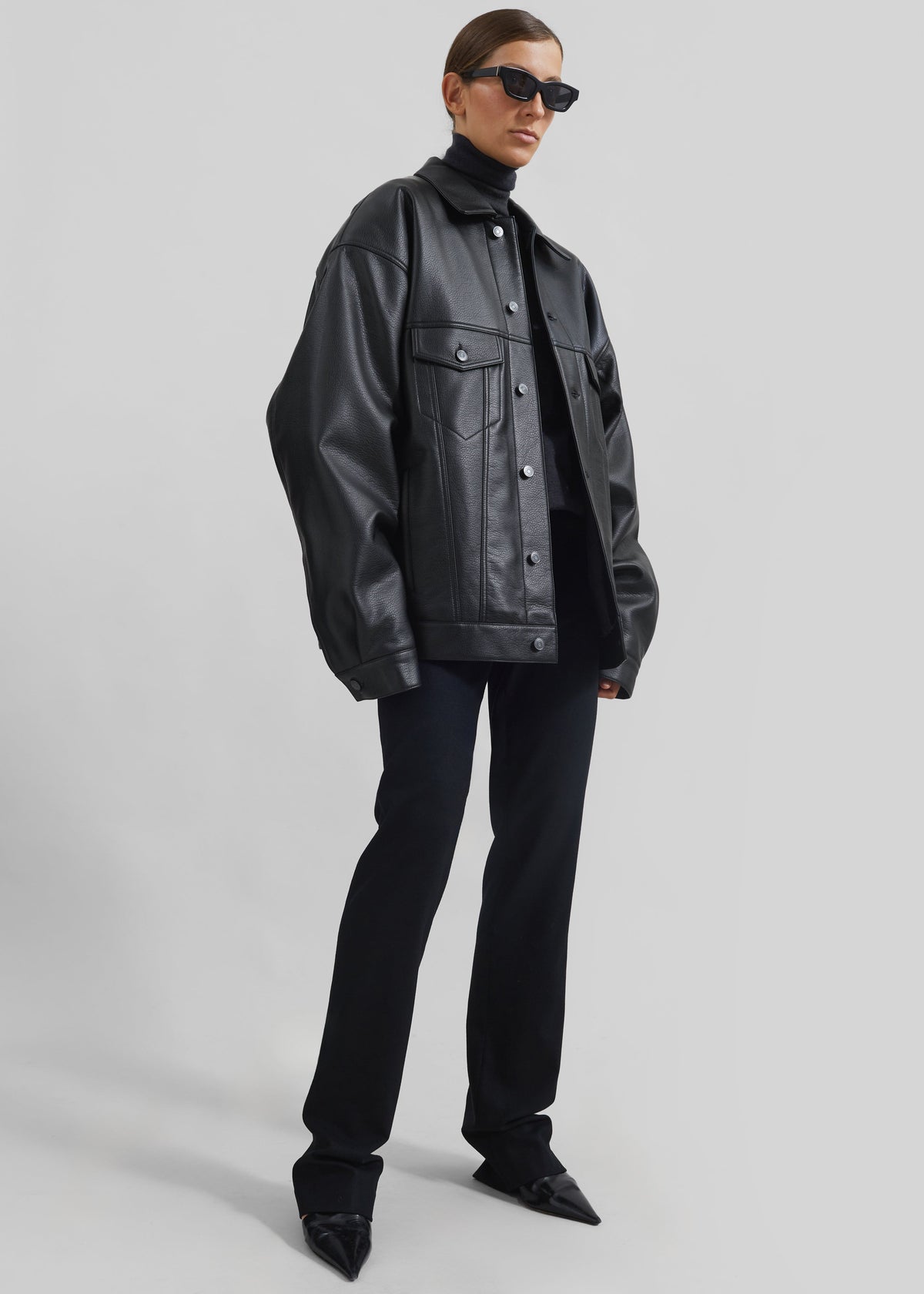 Conan Faux Leather Jacket - Black – view 4 of 16