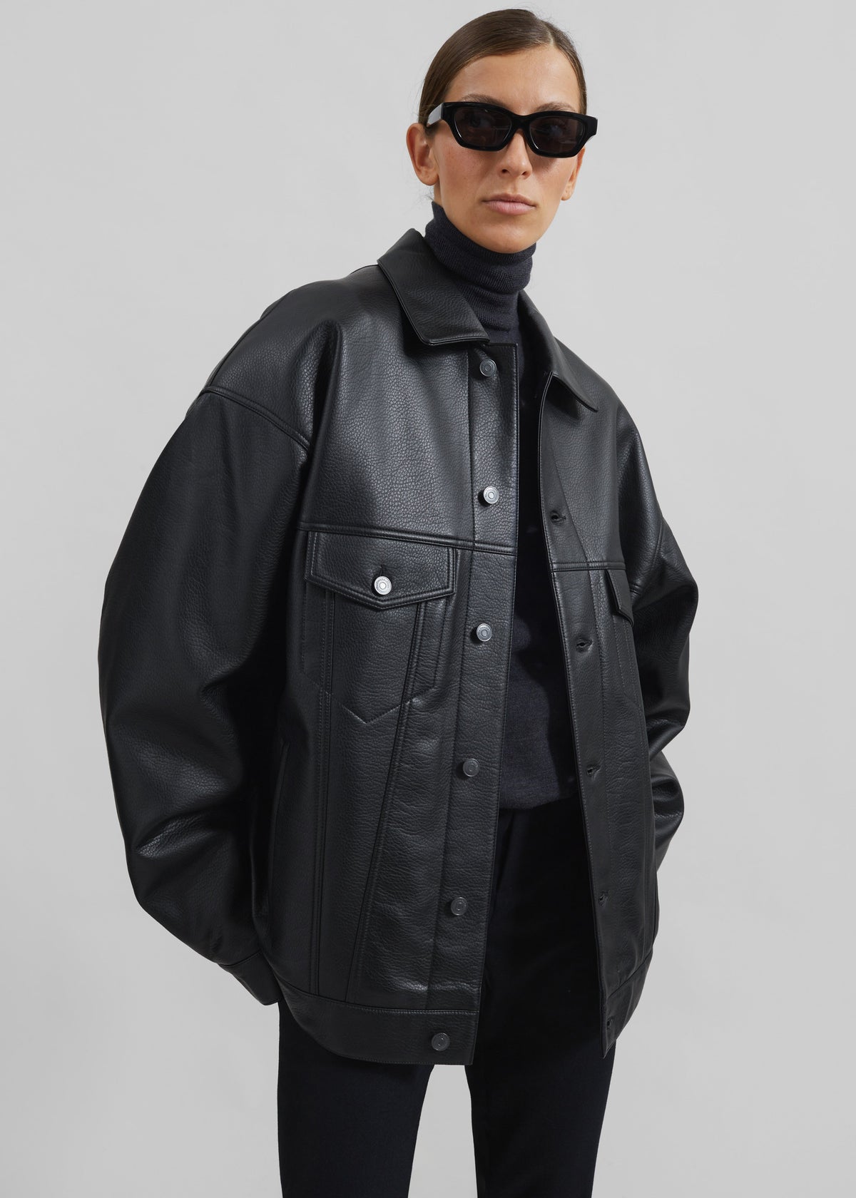 Conan Faux Leather Jacket - Black – view 1 of 16