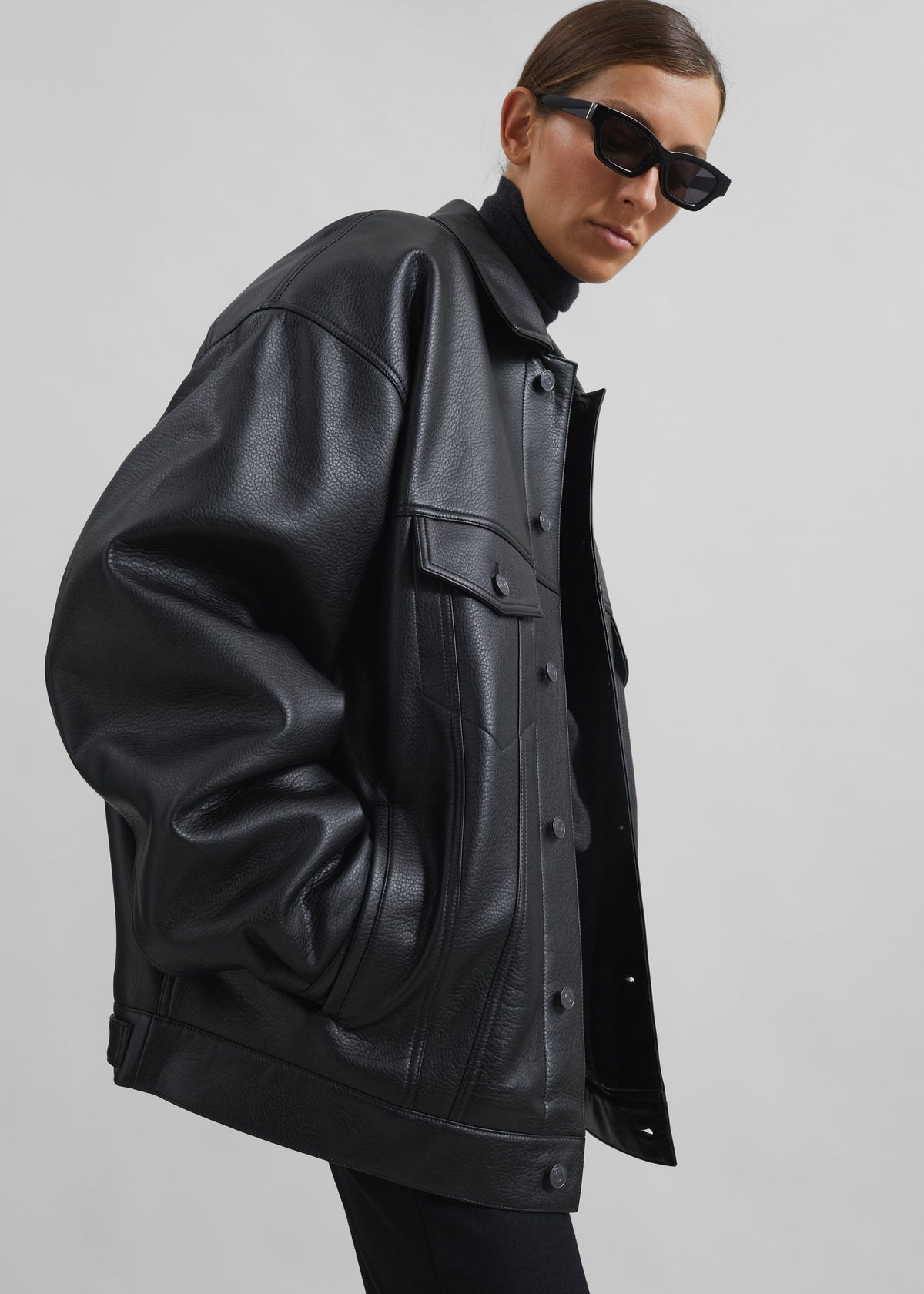 Conan Faux Leather Jacket - Black – view 7 of 16