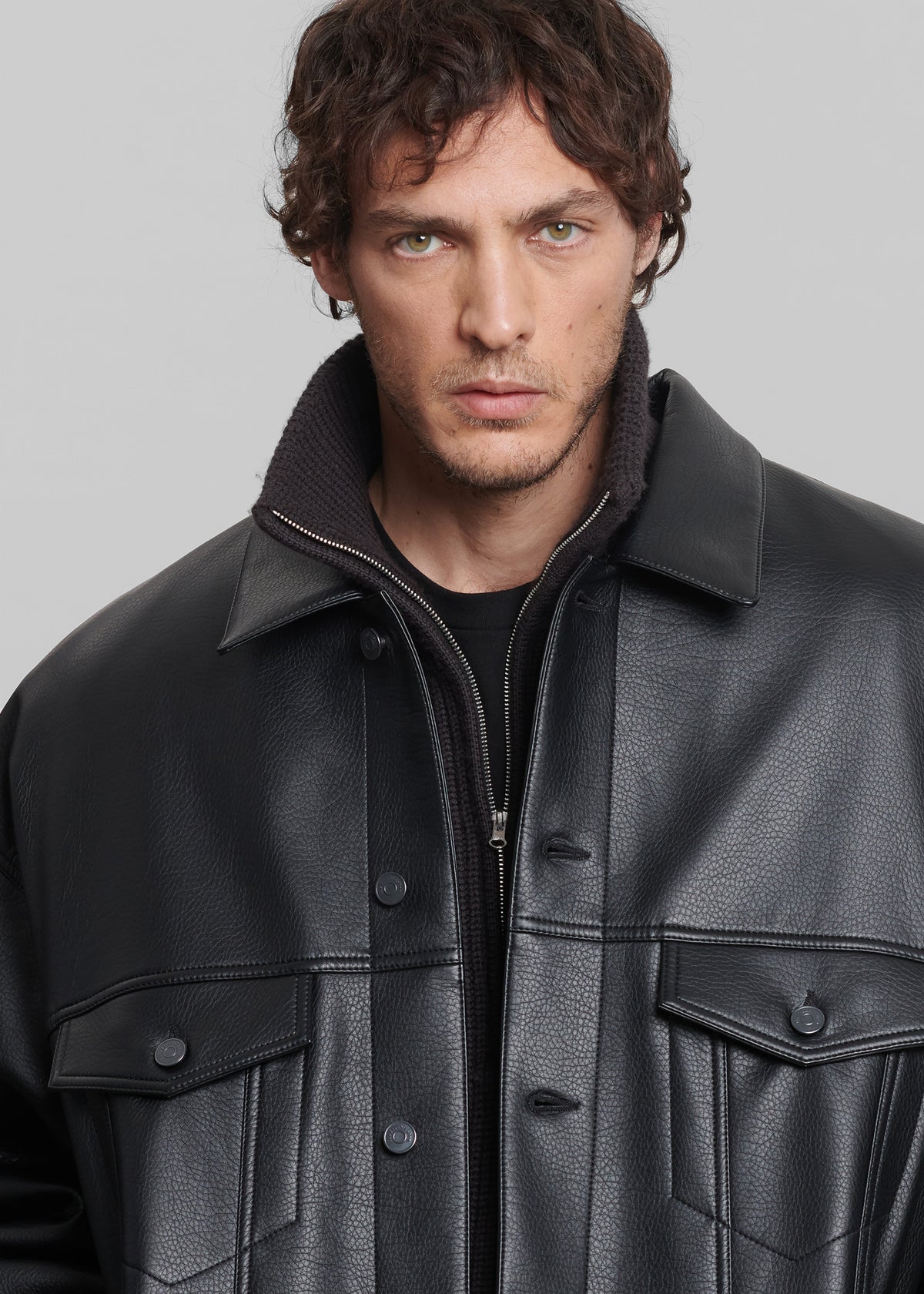 Conan Faux Leather Jacket - Black – view 12 of 16
