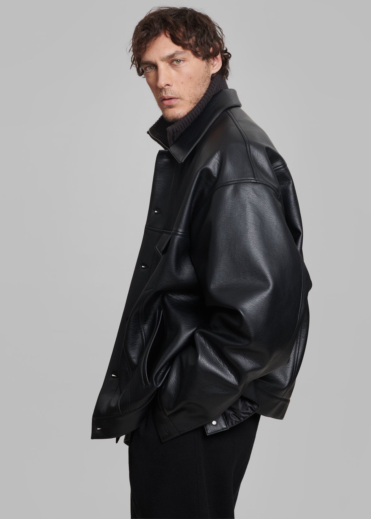 Conan Faux Leather Jacket - Black – view 11 of 16