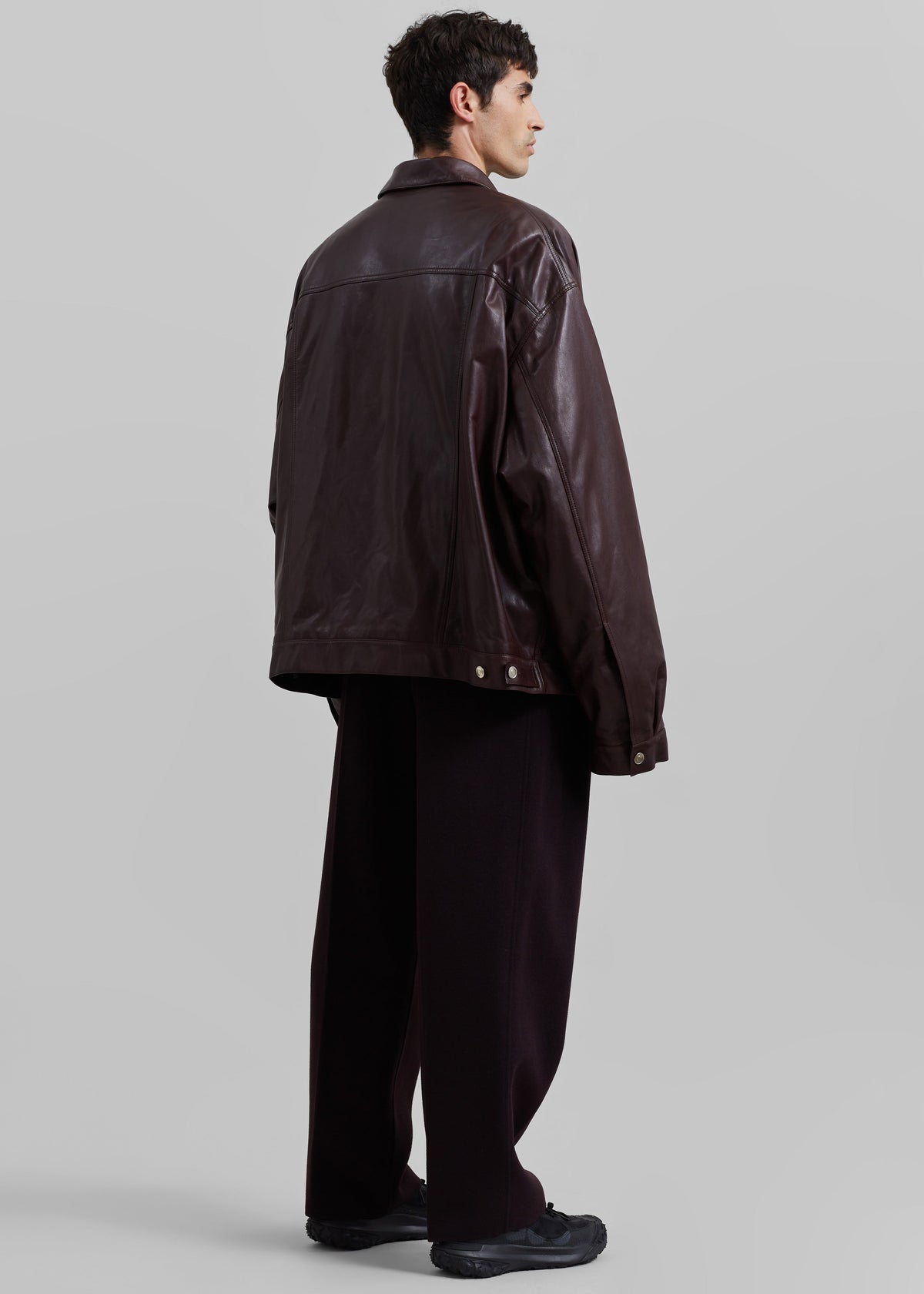 Conan Faux Leather Jacket - Burgundy – view 7 of 8