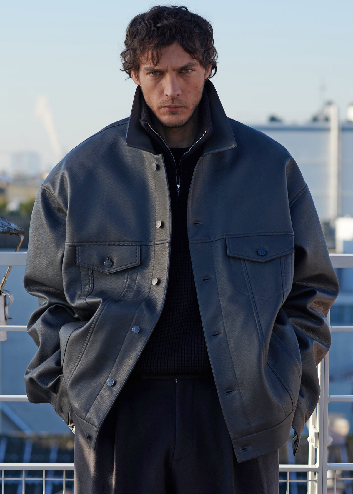 Conan Faux Leather Jacket - Dark Grey – view 12 of 14