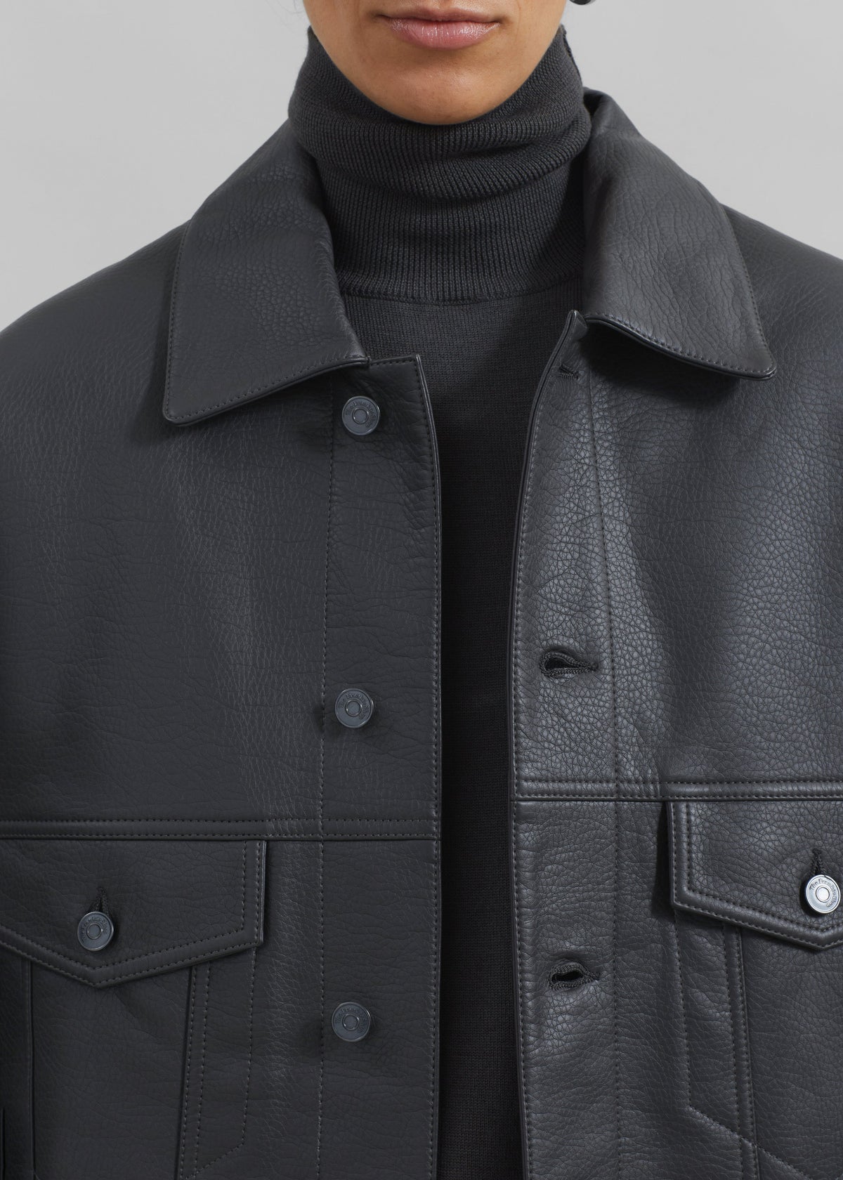 Conan Faux Leather Jacket - Dark Grey – view 3 of 14