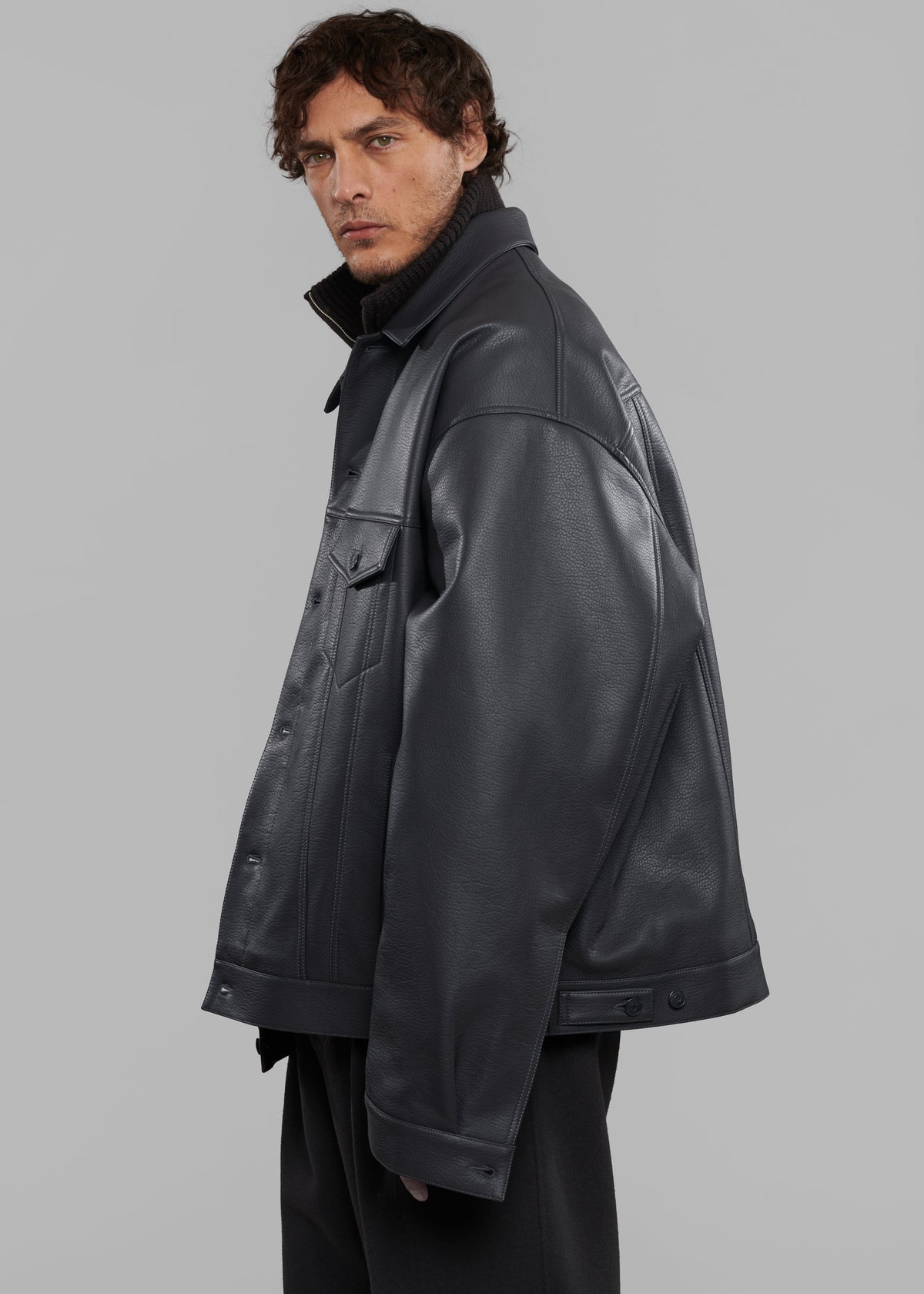 Conan Faux Leather Jacket - Dark Grey – view 9 of 14
