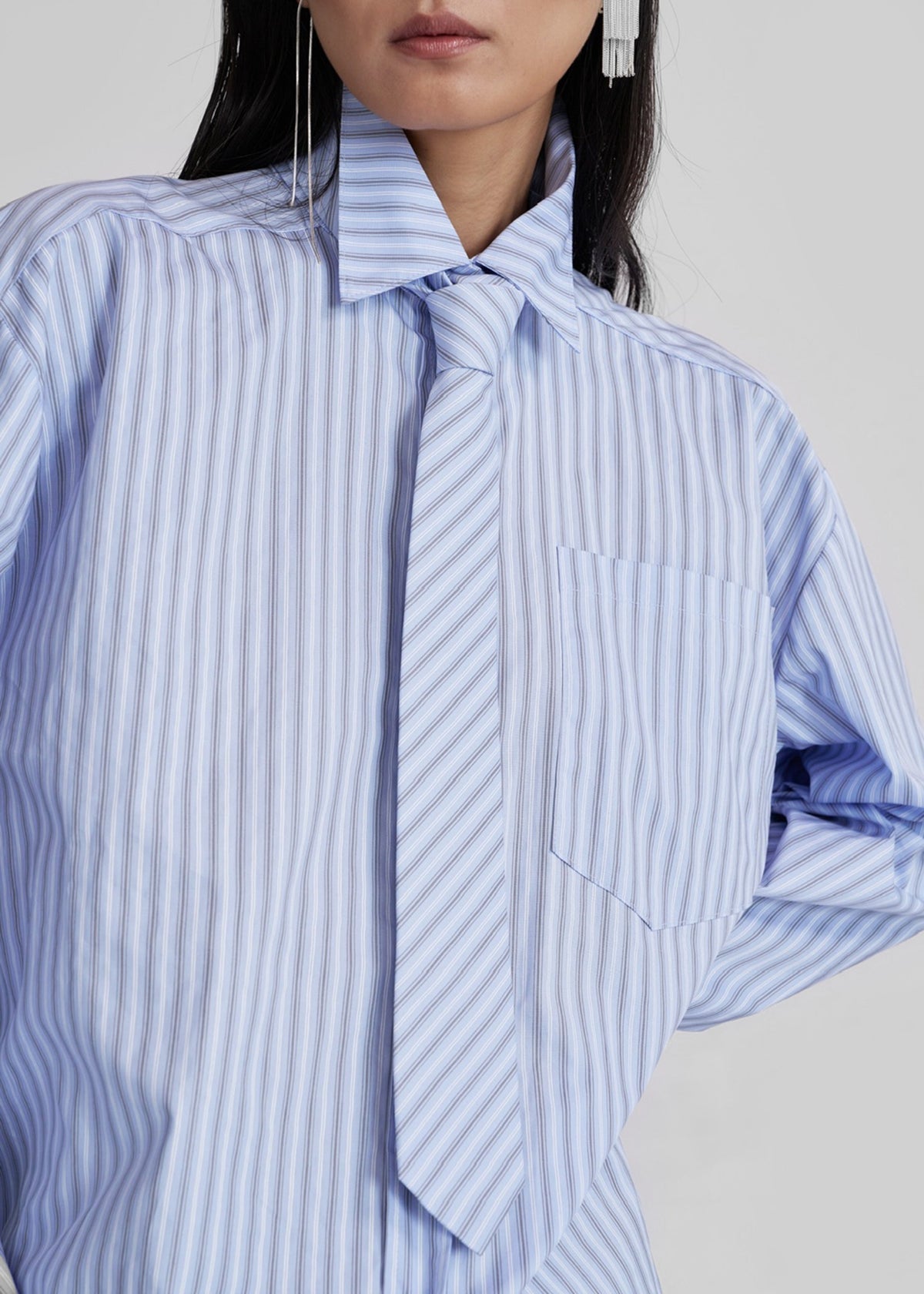 Connahy Tie Neck Shirt - Blue – view 2 of 8