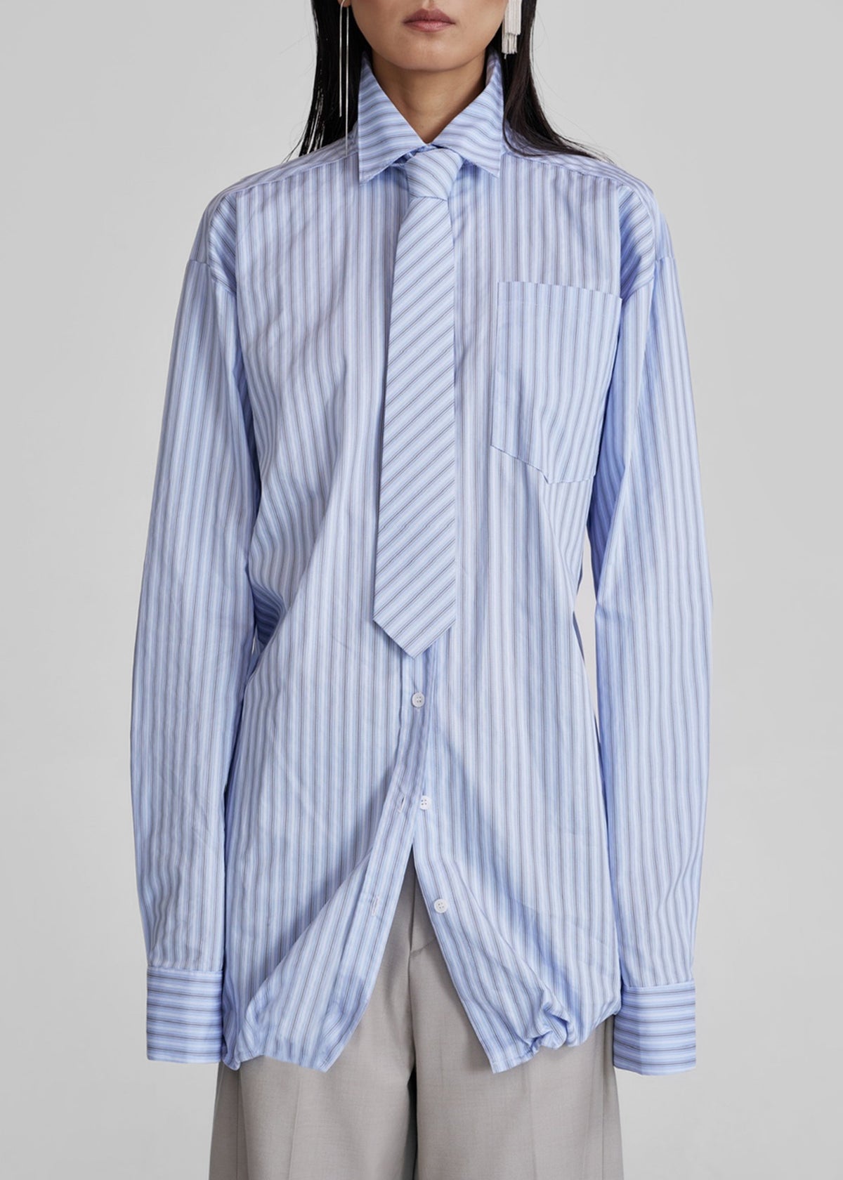 Connahy Tie Neck Shirt - Blue – view 4 of 8