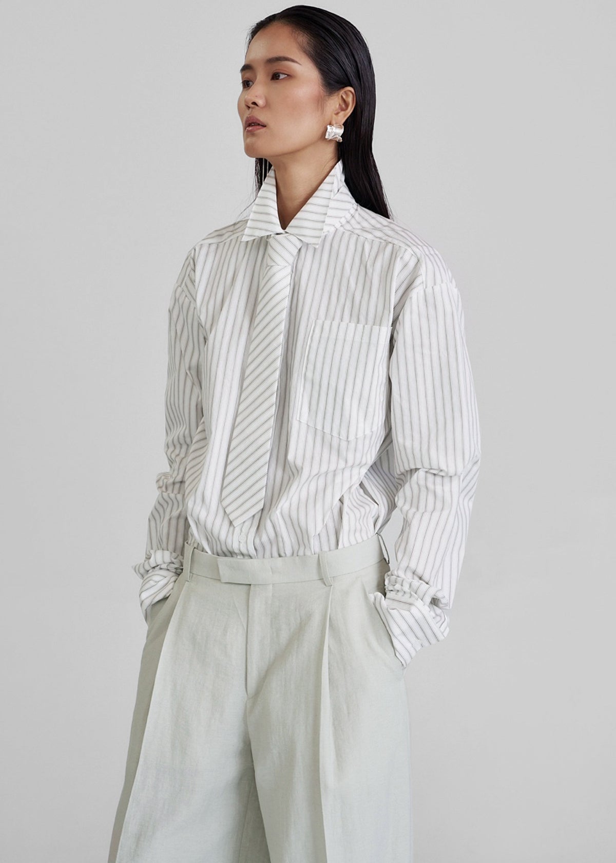 Connahy Tie Neck Shirt - White – view 1 of 9