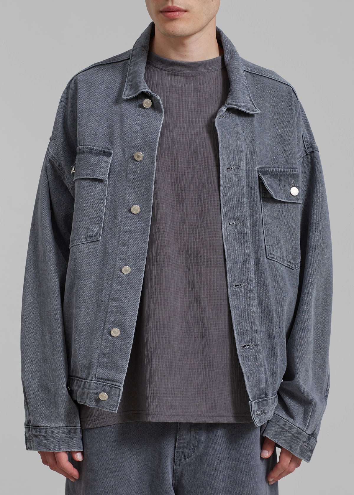 Connor Oversized Denim Jacket - Grey Wash – view 2 of 7