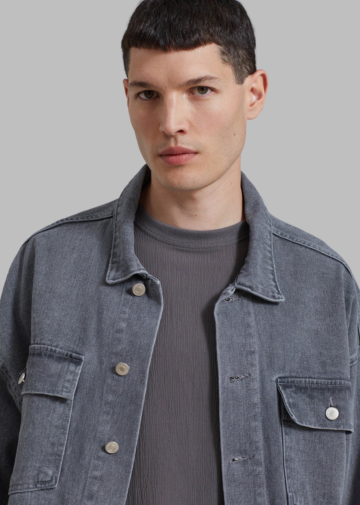 Connor Oversized Denim Jacket - Grey Wash – view 4 of 7