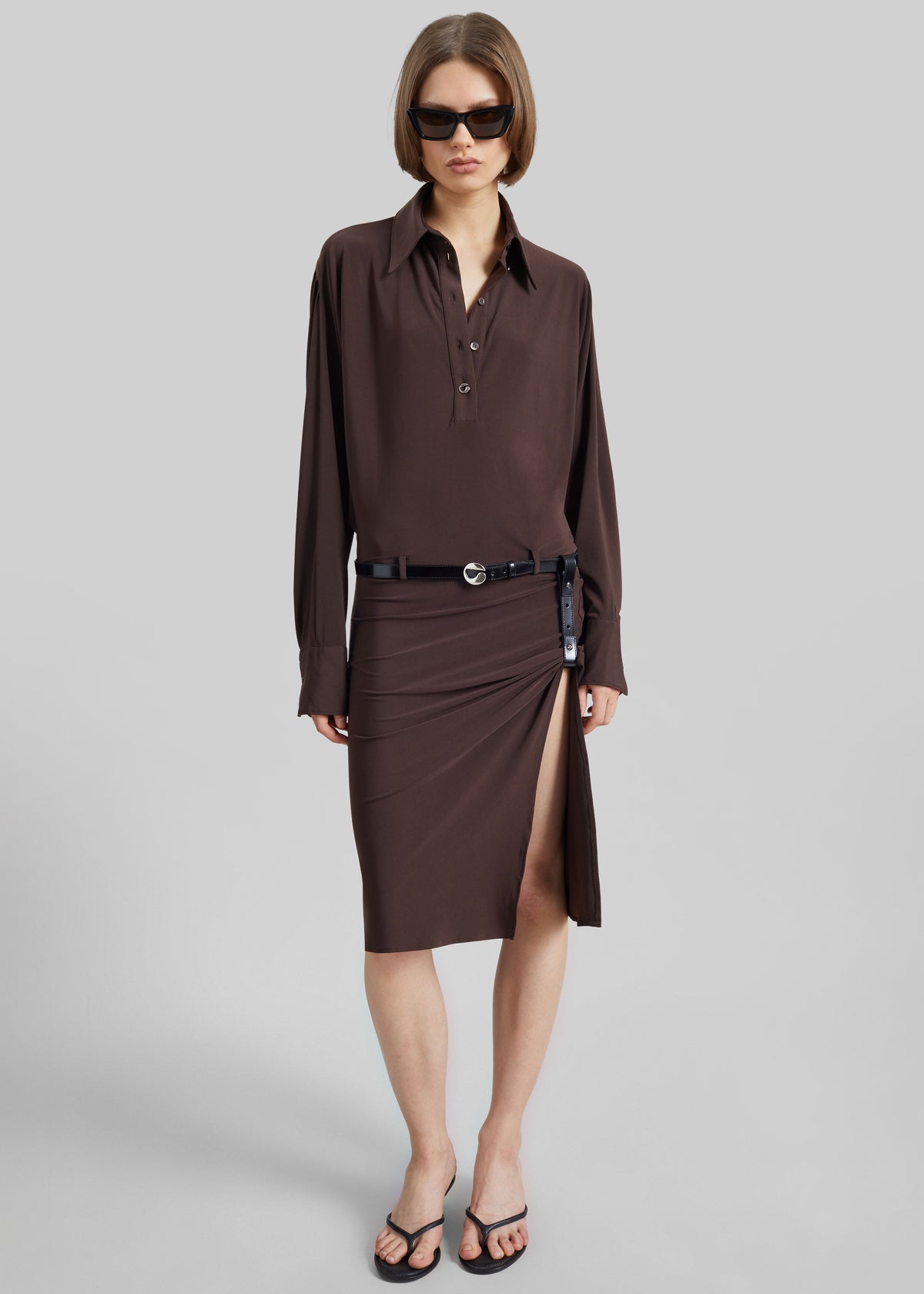 Coperni Draped Boxy Suspended Dress - Brown – view 1 of 5