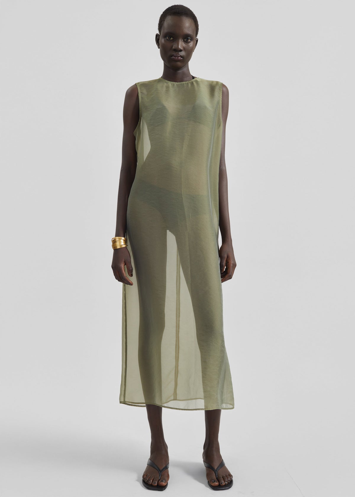 Corindi Sheer Organza Dress - Olive – view 4 of 9