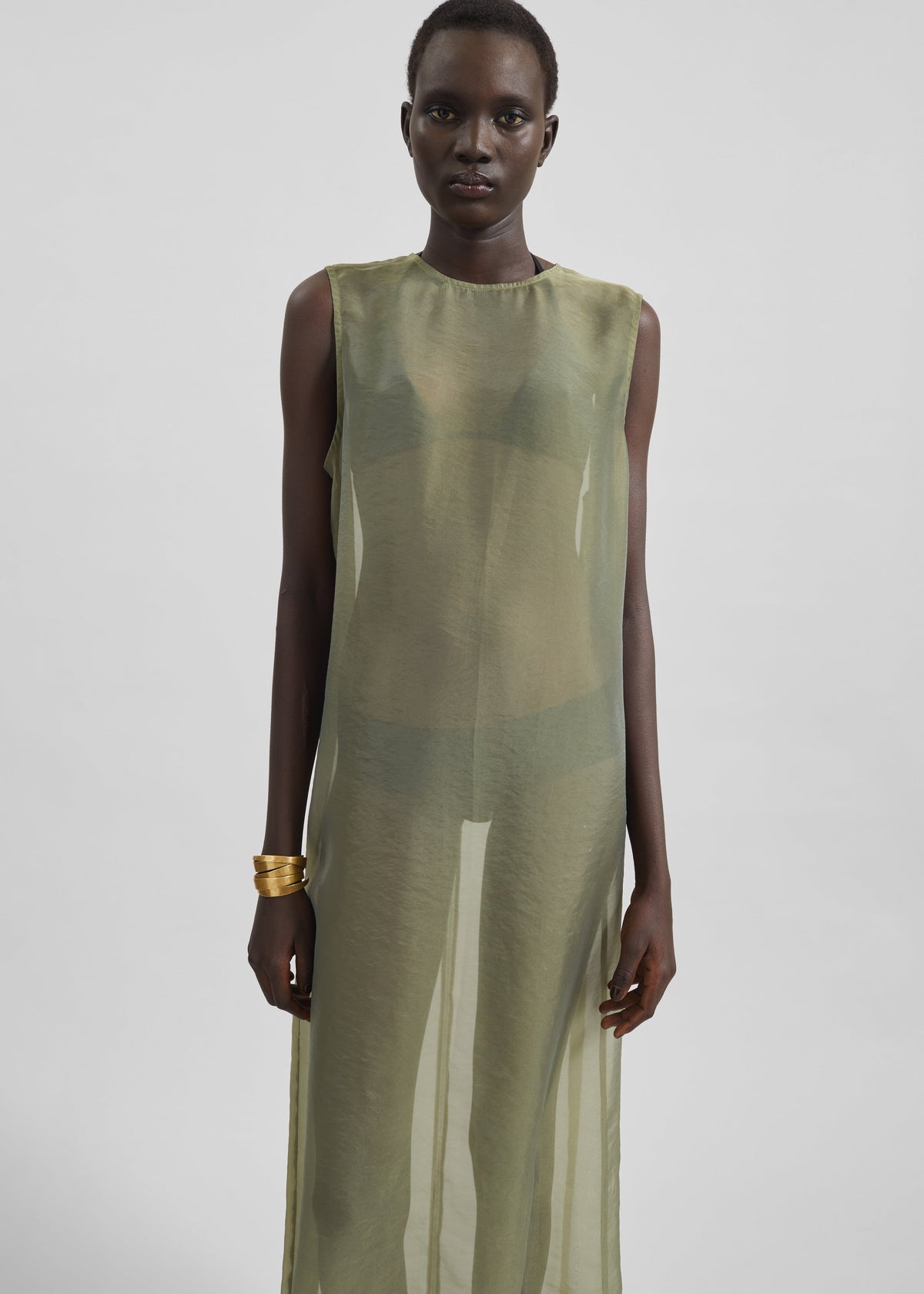 Corindi Sheer Organza Dress - Olive – view 2 of 9