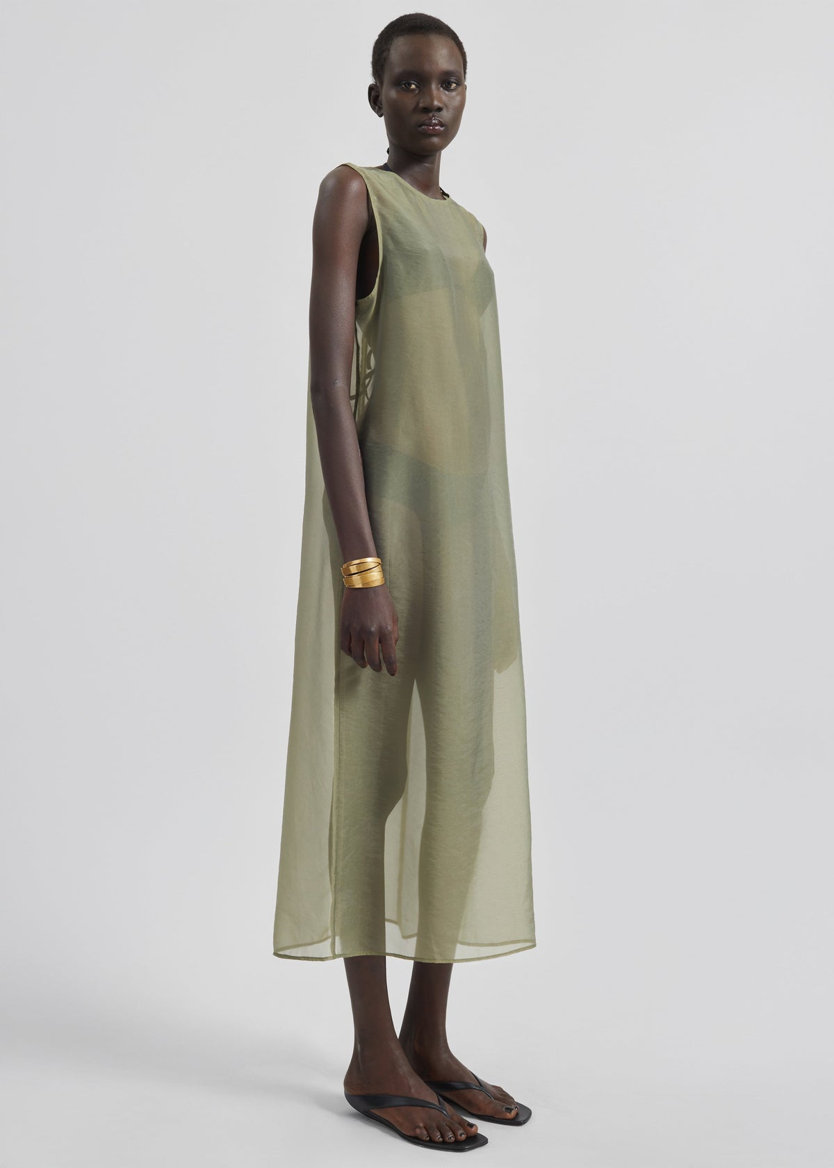Corindi Sheer Organza Dress - Olive – view 7 of 9