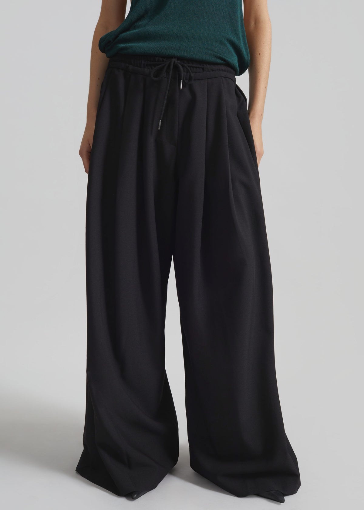Corlen Pleated Wide Pants - Black – view 3 of 9