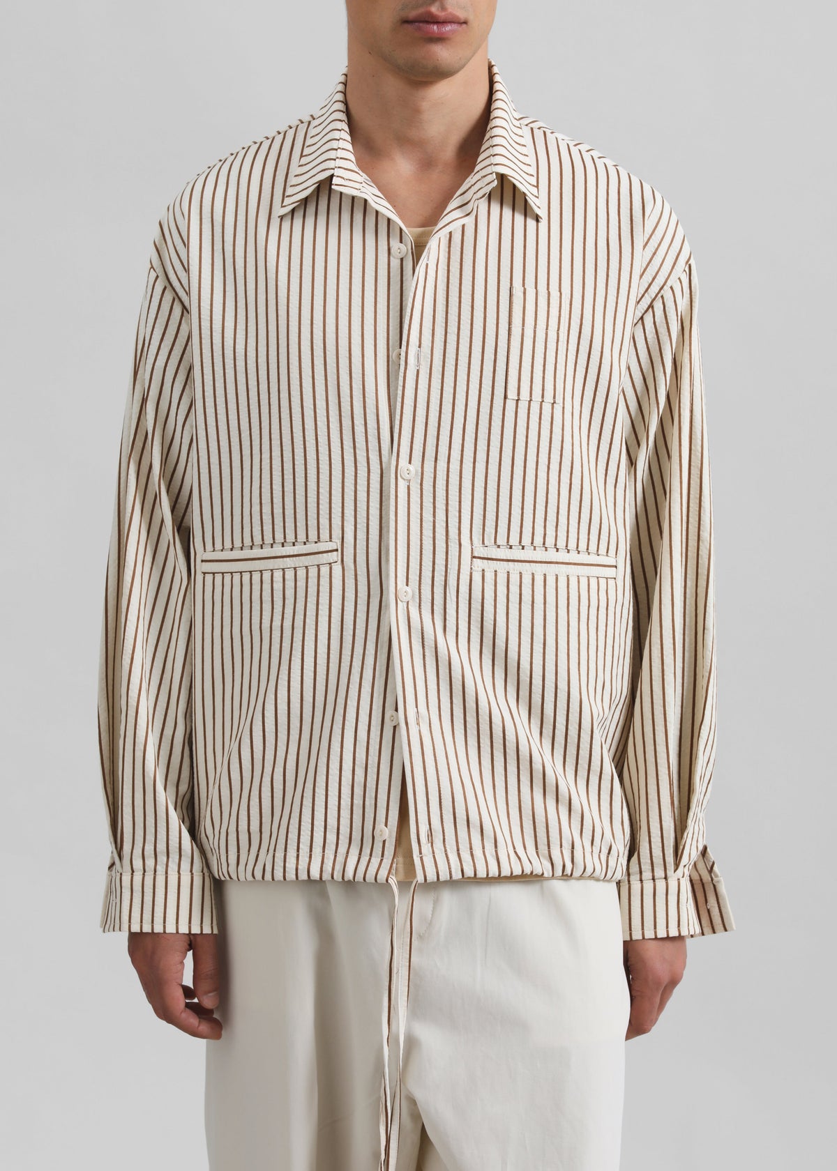 Corwin Shirt Jacket - Beige/Brown Stripe – view 2 of 7