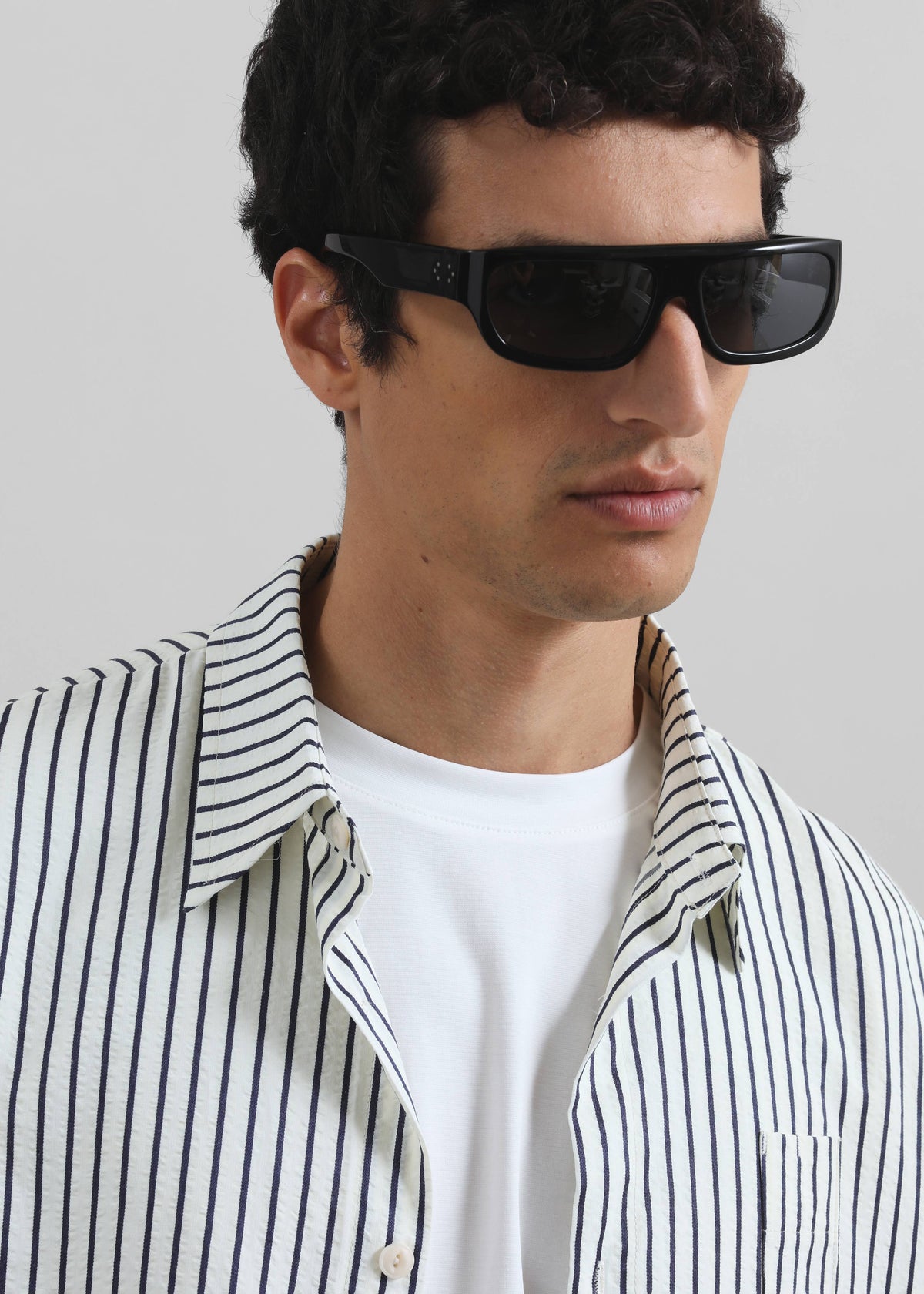 Corwin Shirt Jacket - White/Navy Stripe – view 5 of 7