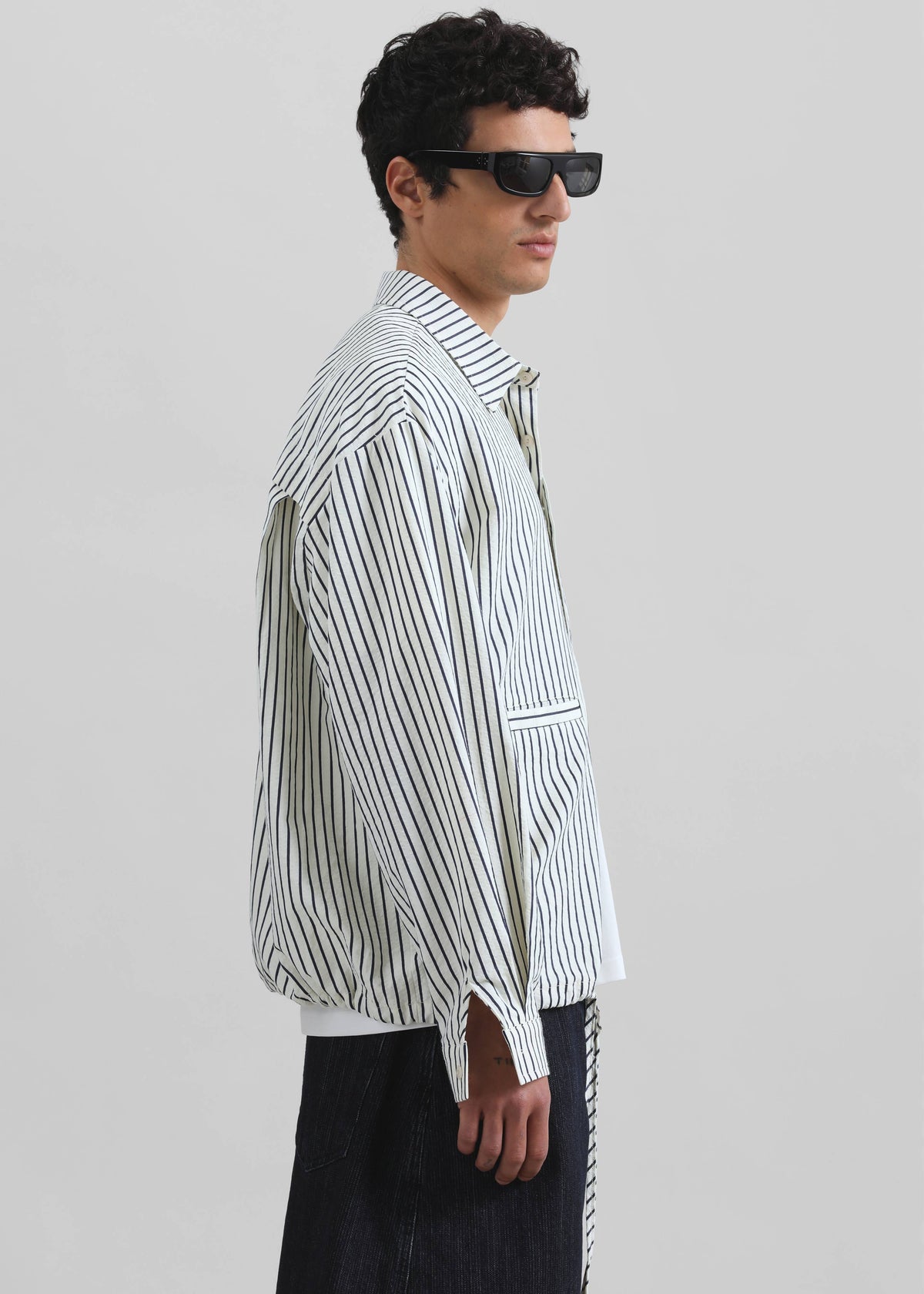 Corwin Shirt Jacket - White/Navy Stripe – view 4 of 7