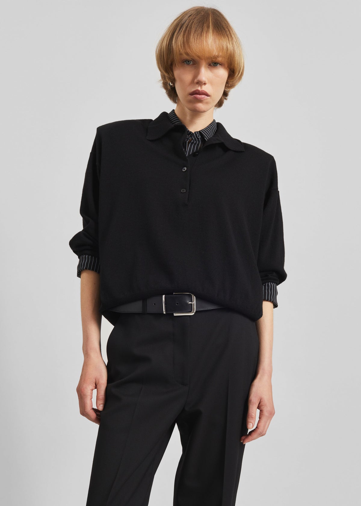 Croydon Padded Knit Polo - Black – view 4 of 6