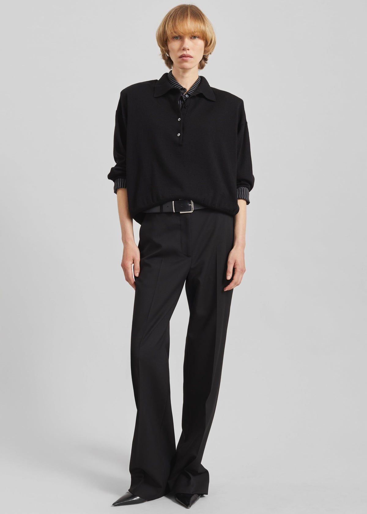 Croydon Padded Knit Polo - Black – view 3 of 6