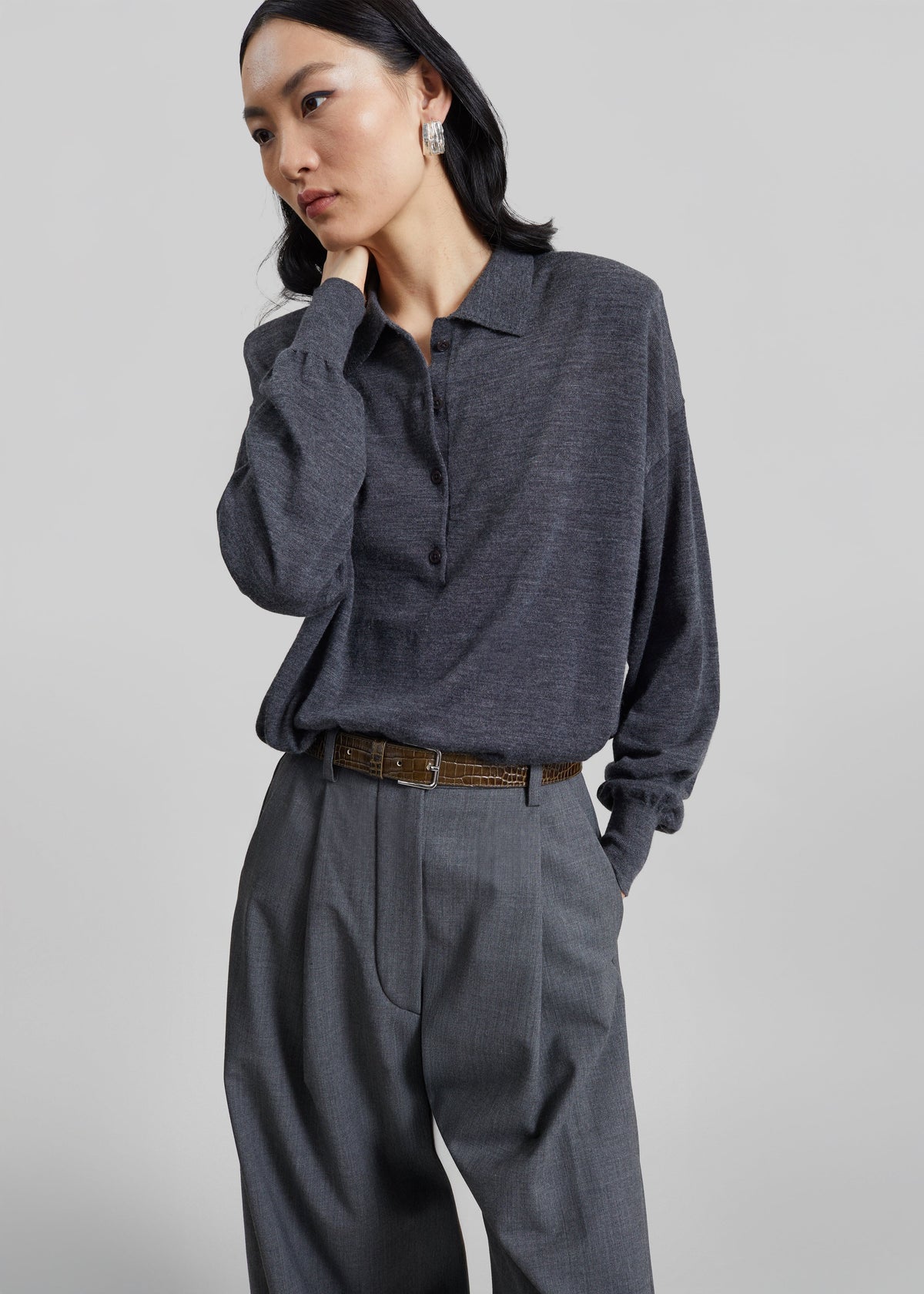 Croydon Padded Knit Polo - Grey – view 1 of 8