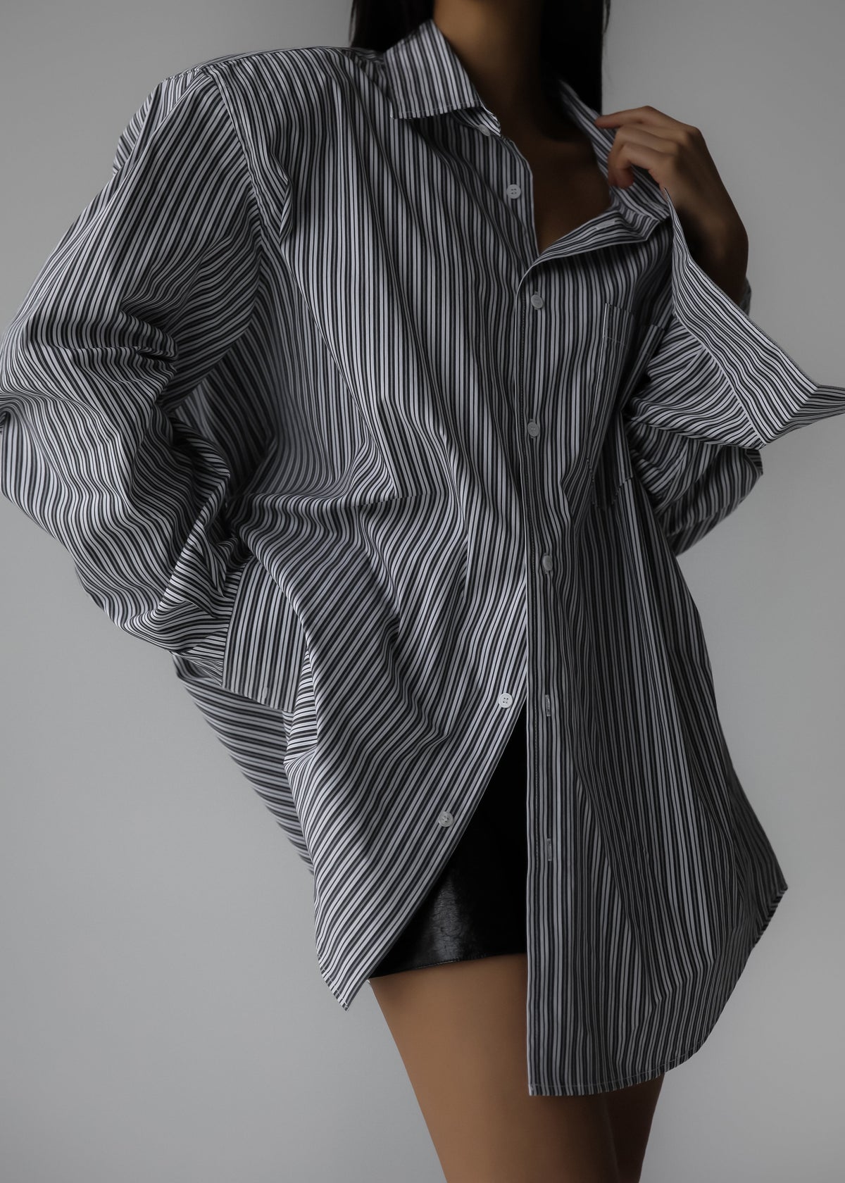 Cyrus Button Up Shirt - Black/White Stripe – view 3 of 15