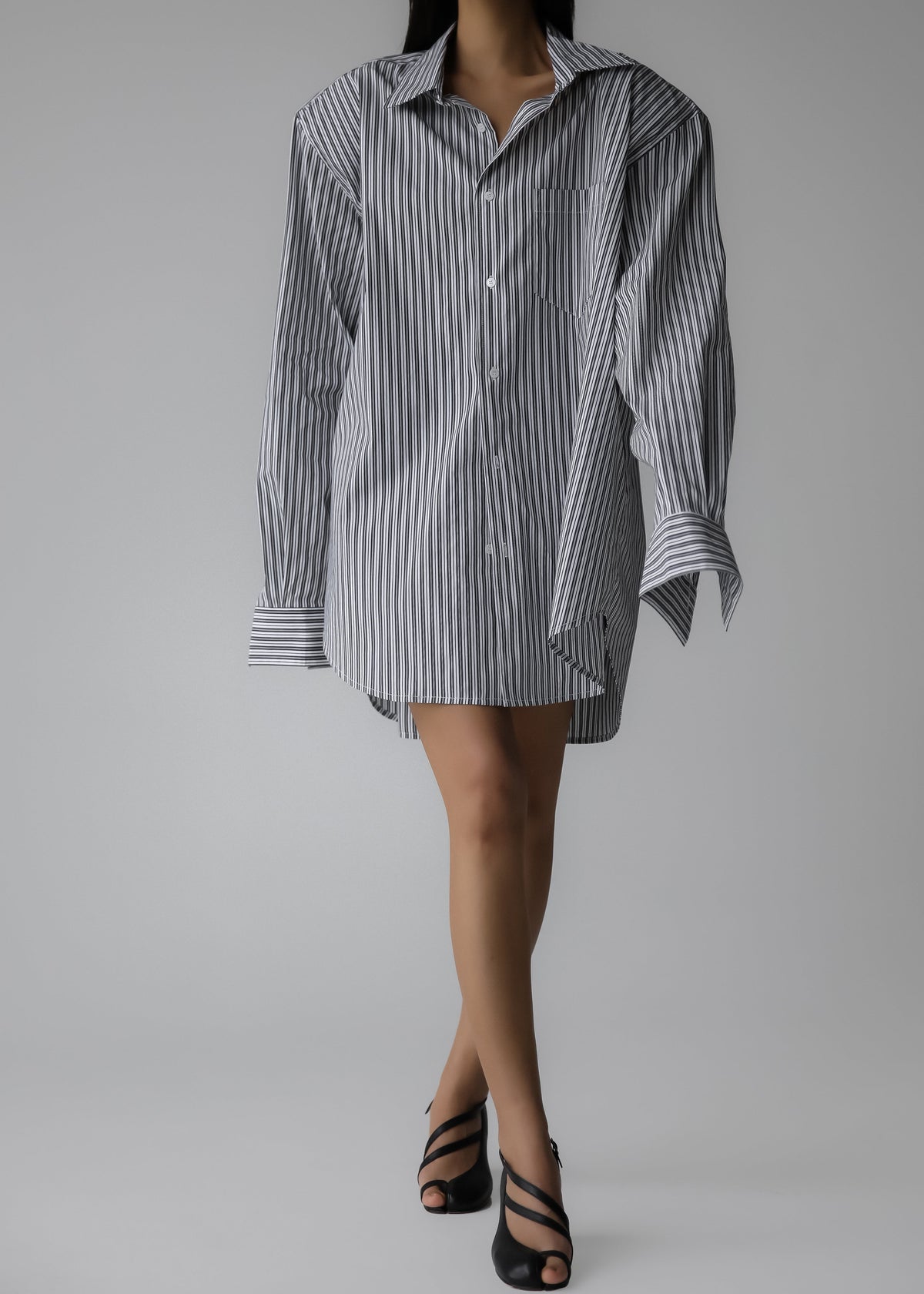 Cyrus Button Up Shirt - Black/White Stripe – view 8 of 15