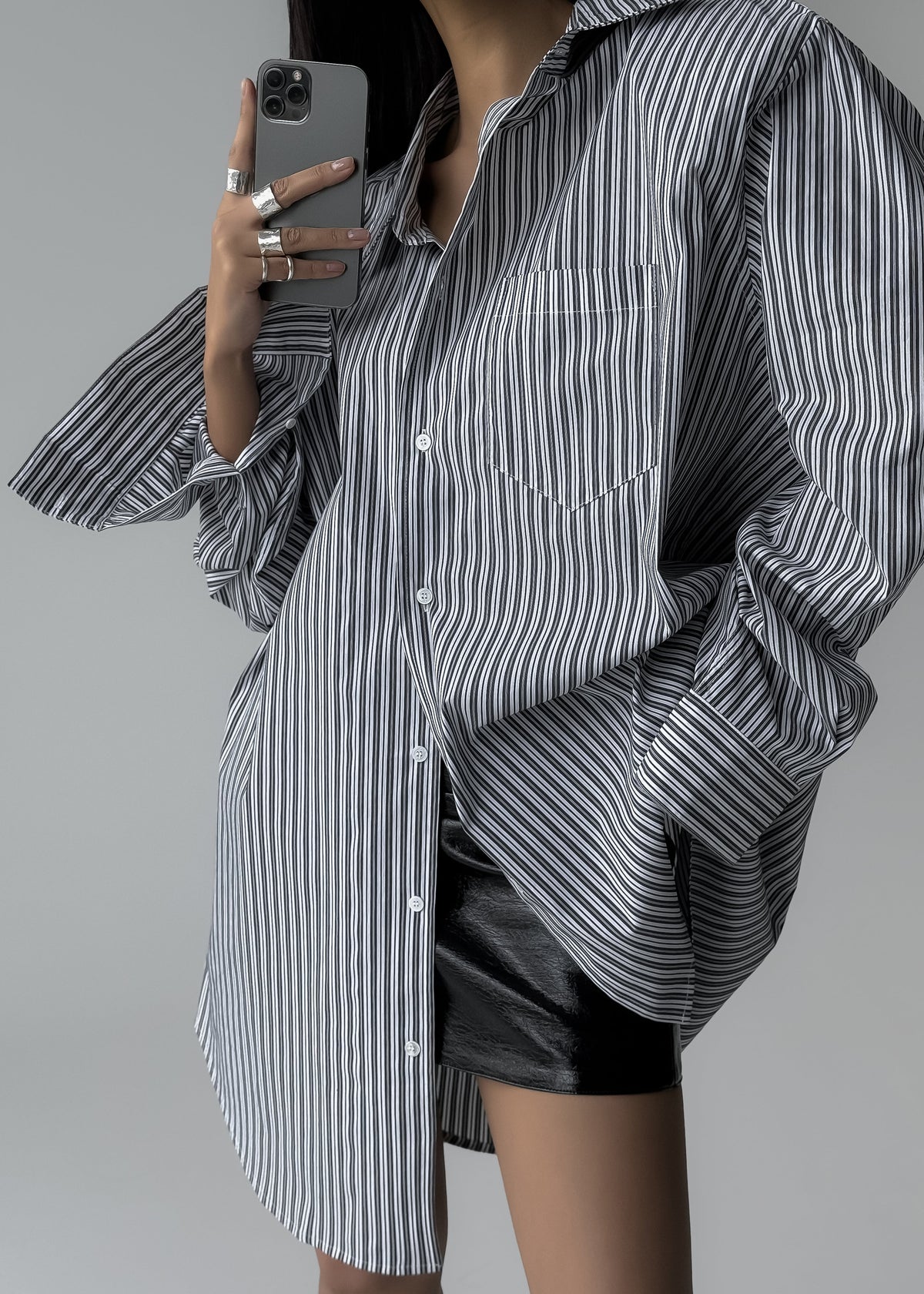 Cyrus Button Up Shirt - Black/White Stripe – view 1 of 15