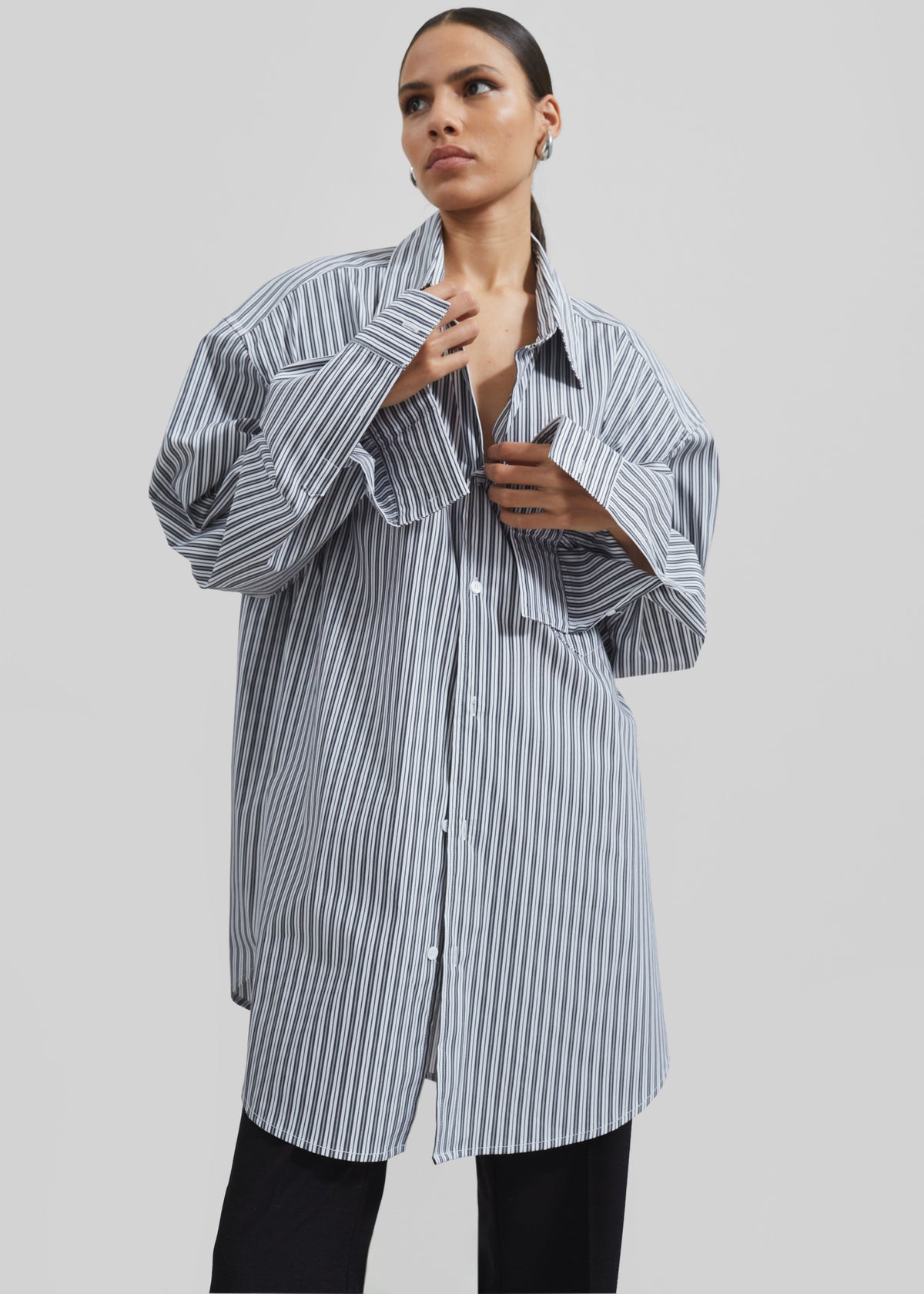 Cyrus Button Up Shirt - Black/White Stripe – view 12 of 15
