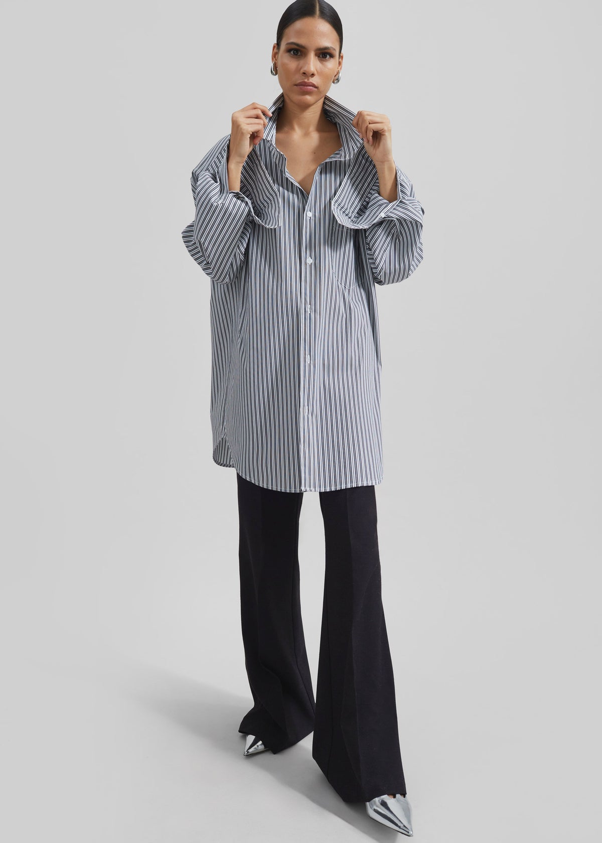 Cyrus Button Up Shirt - Black/White Stripe – view 6 of 15