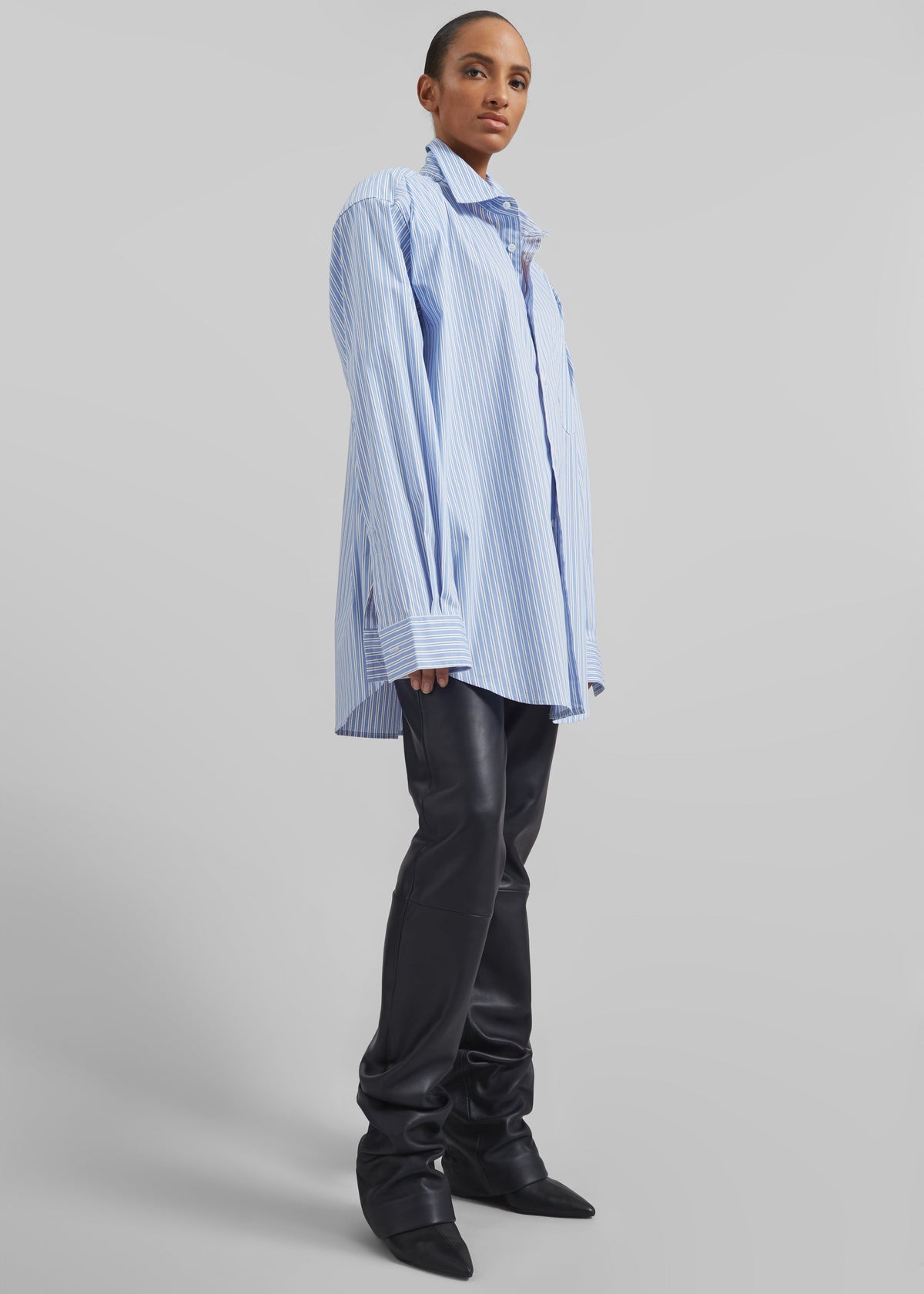 Cyrus Button Up Shirt - Blue/White Stripe – view 4 of 7