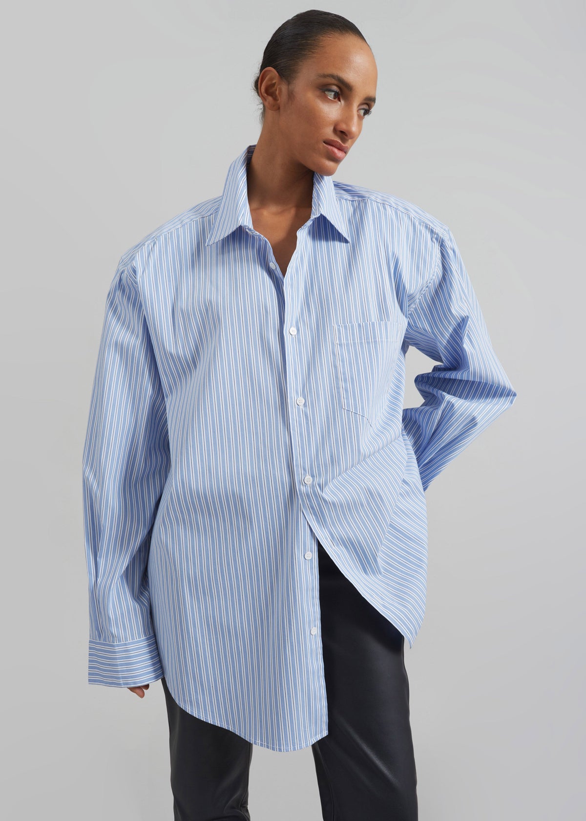 Cyrus Button Up Shirt - Blue/White Stripe – view 2 of 7