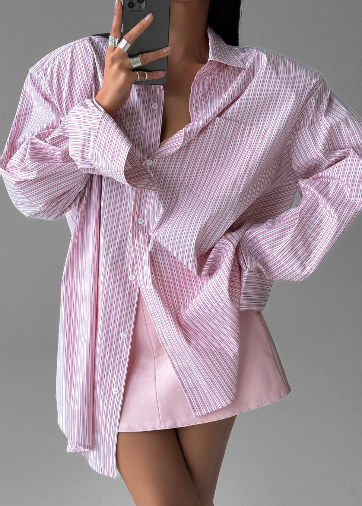 Cyrus Button Up Shirt - Pink/White Stripe – view 10 of 16