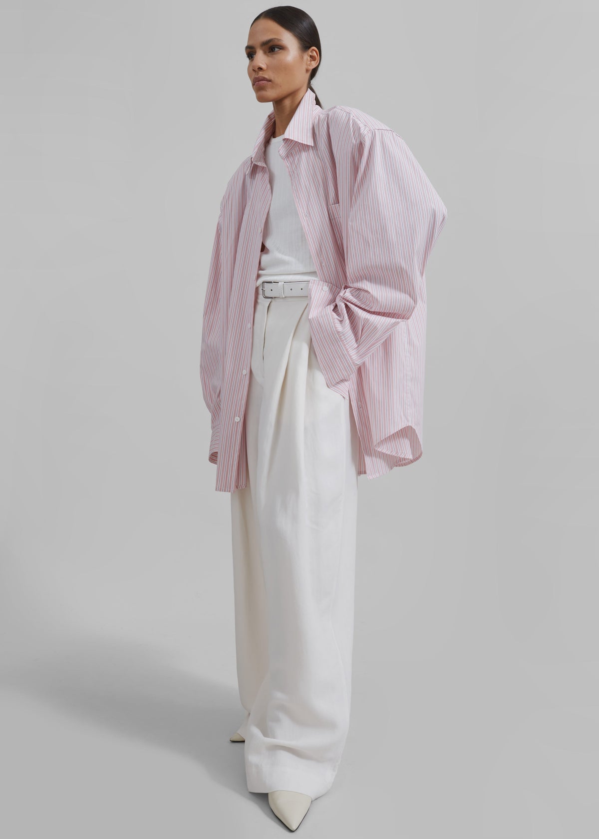 Cyrus Button Up Shirt - Pink/White Stripe – view 2 of 16